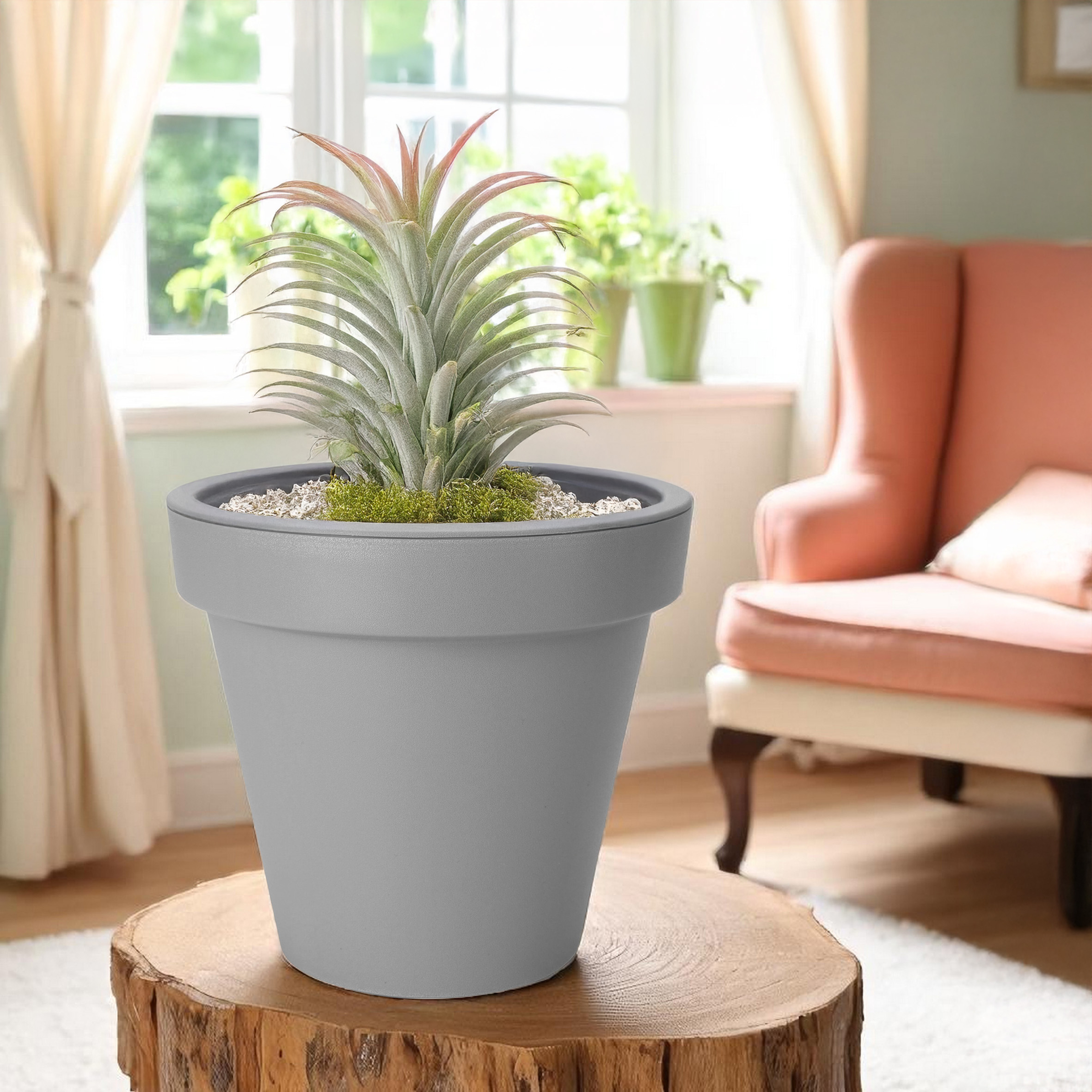 Kunststoff Pflanzkübel XS rund Ø 25 cm - hellgrau - Blumenkübel klein für Außen und Innen
