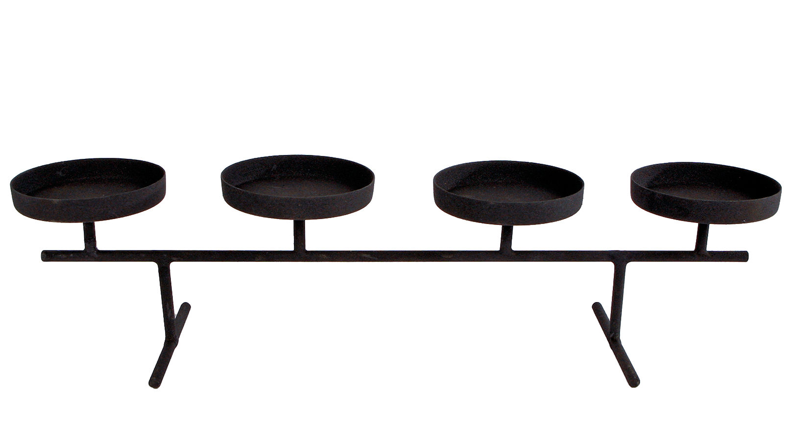 Metall Advents Kerzenständer auf Fuß schwarz - 40 cm - Kerzen Halter für 4 Stumpenkerzen 