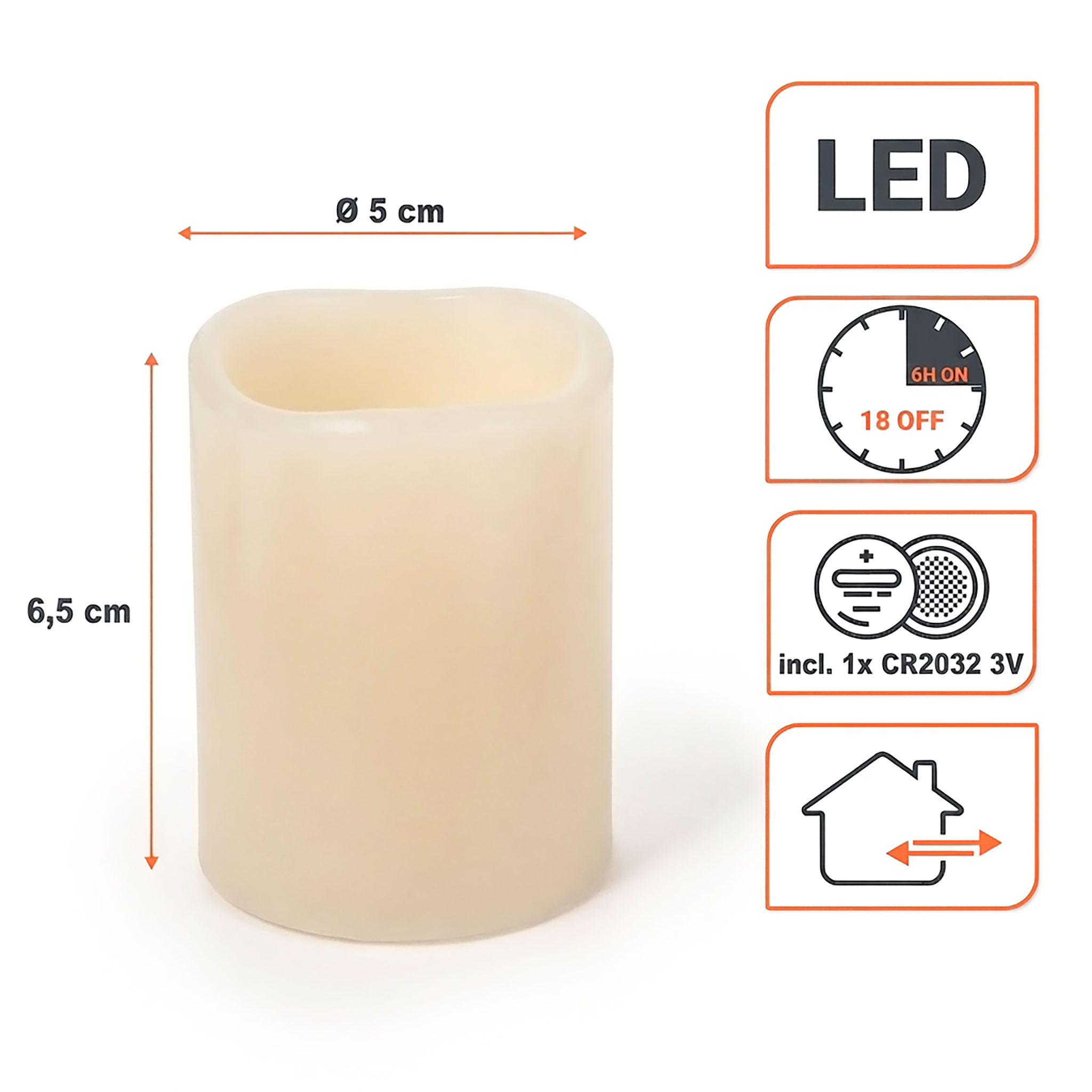 LED Wachs Stumpenkerze 4er Set creme mit Timer batteriebetrieben - 6,5 x 5 cm - Künstliche Kerze warm weiß mit Flacker Effekt für Innen