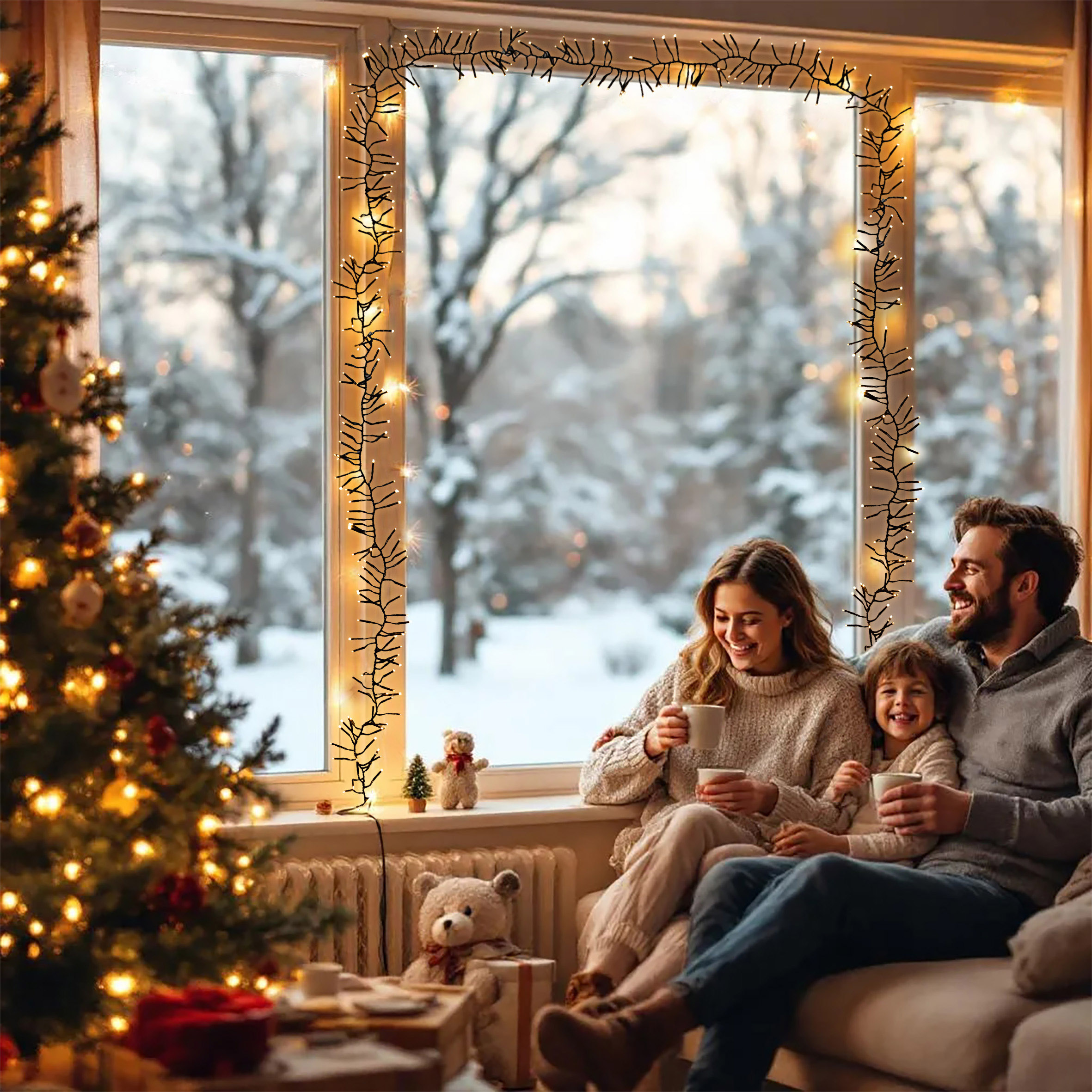 Büschel Lichterkette soft gold 2,6 m dimmbar mit Timer - 288 LED - Weihnachtslichterkette extra warm weiß mit Stecker