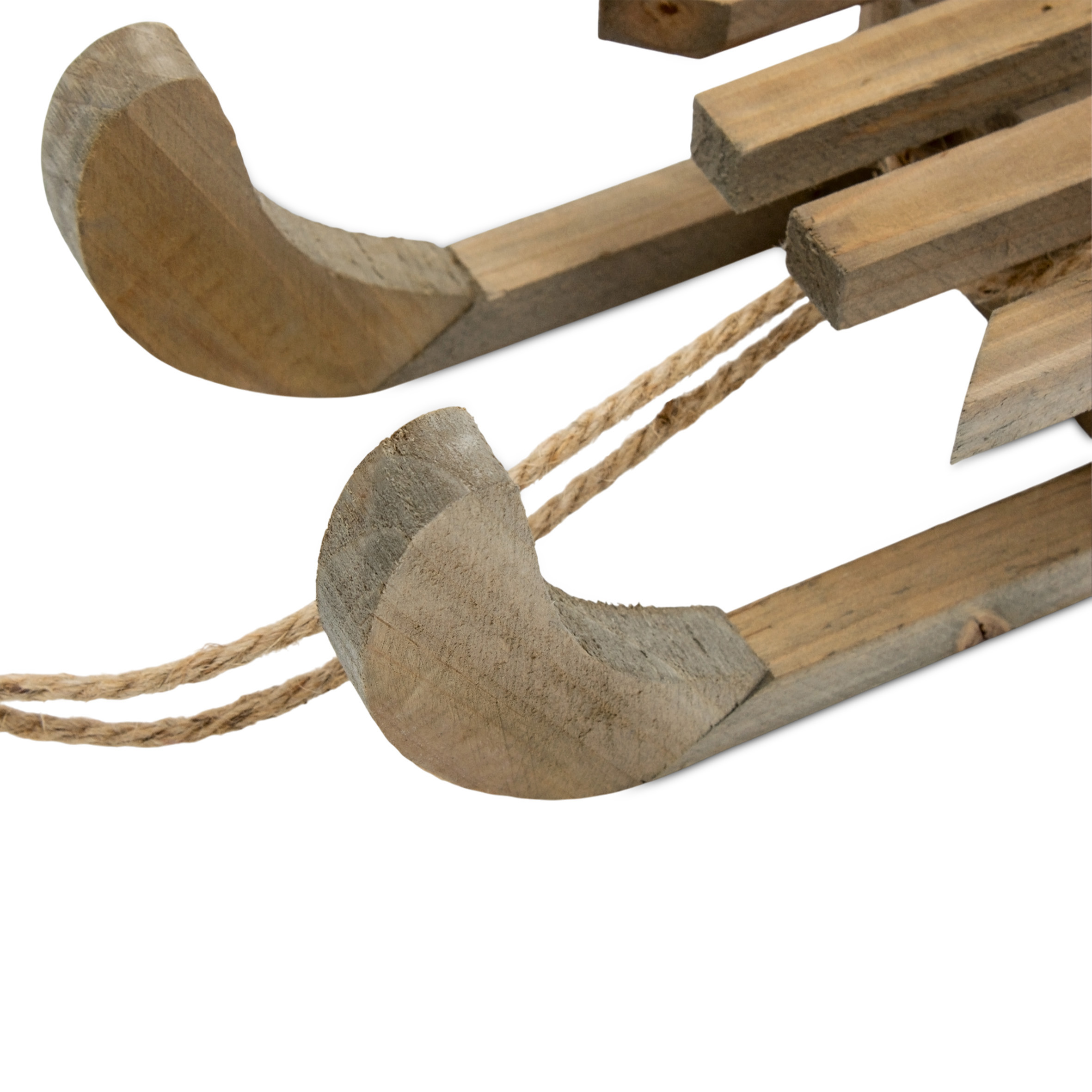 Dekoschlitten aus Holz natur mit Seil - 46 x 12 cm - Deko Holzschlitten mit Naturkordel
