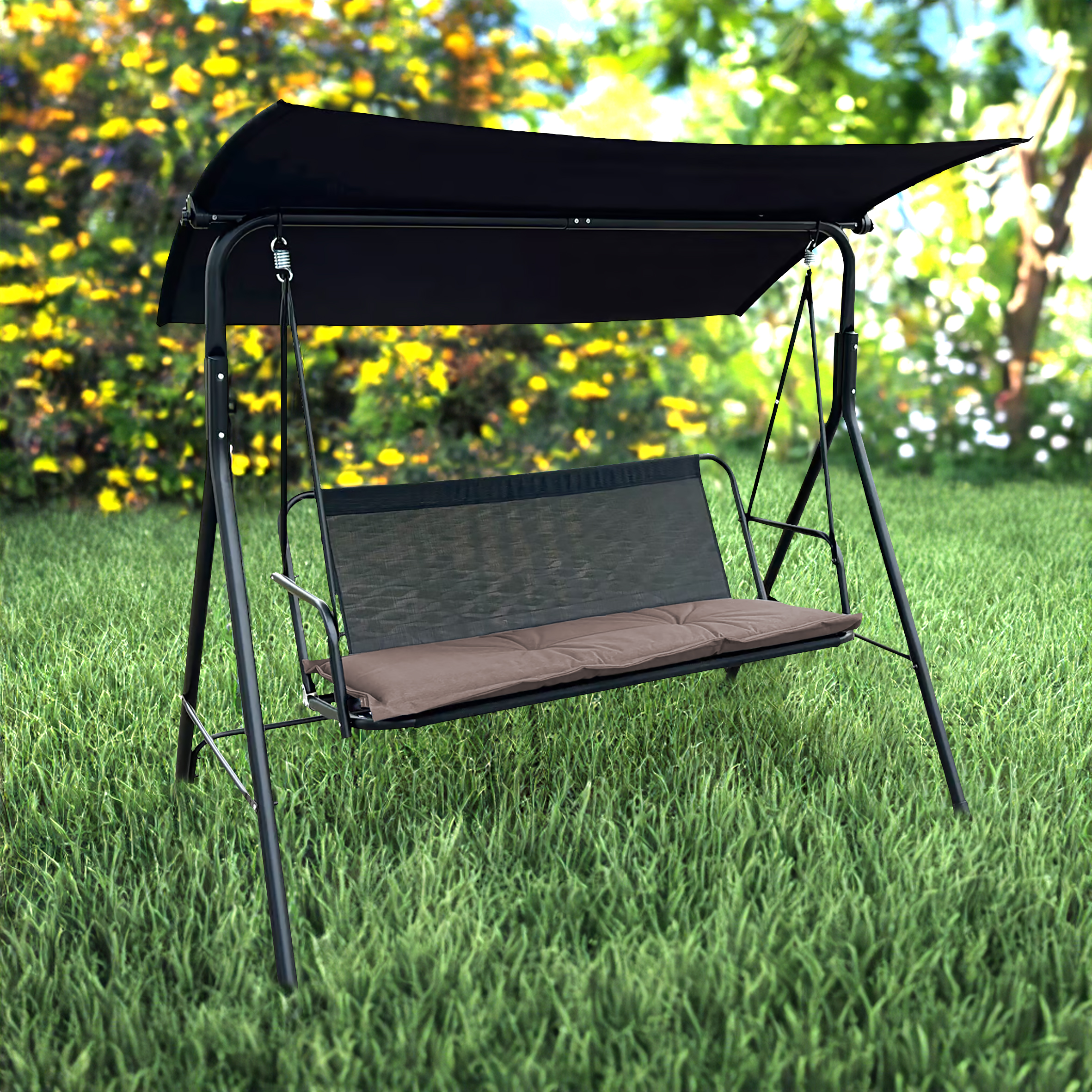 Universal Bank Auflage 120 cm - taupe - Gartenbank Kissen waschbar