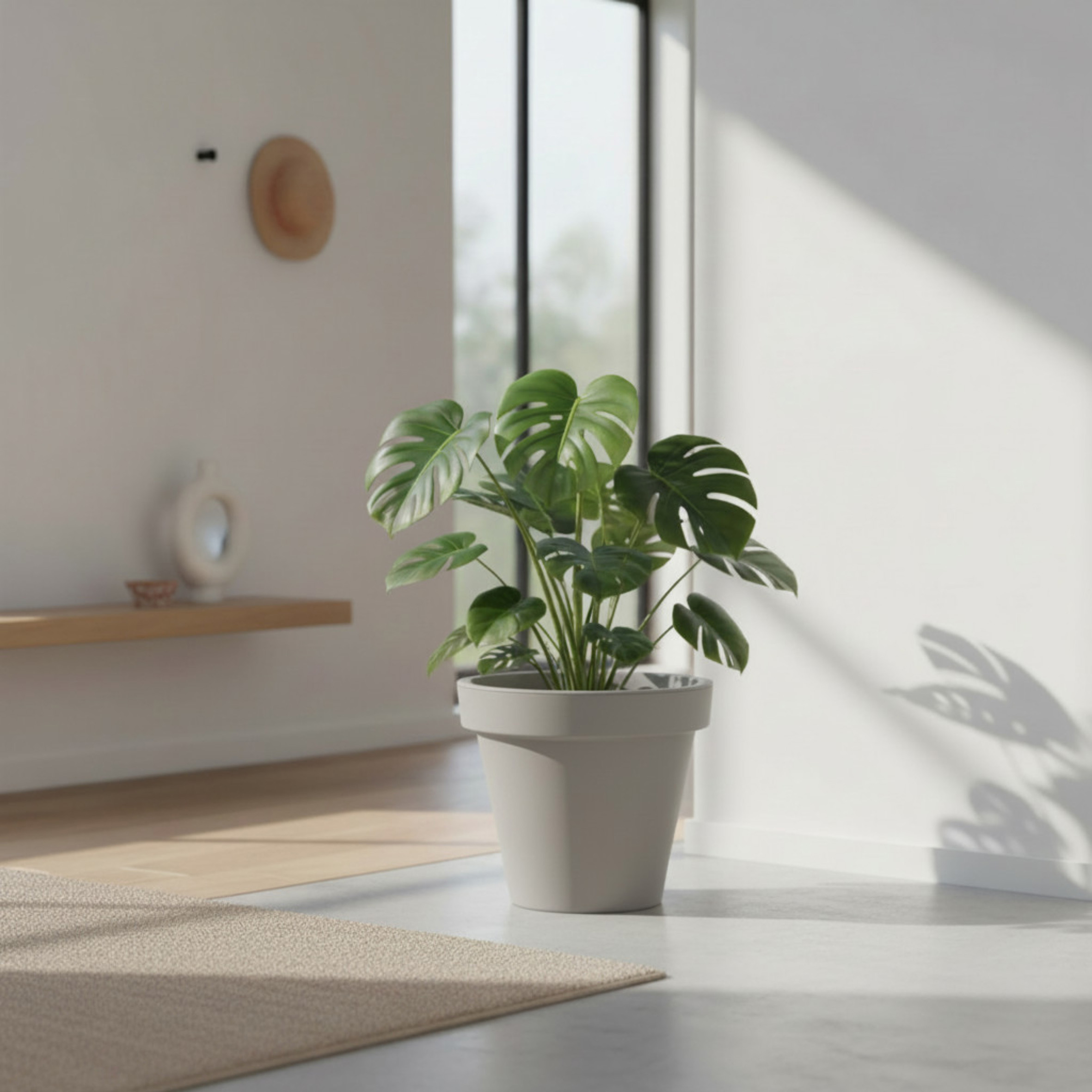 Kunststoff Pflanzkübel L rund Ø 48 cm - hellgrau - Blumenkübel groß für Außen und Innen