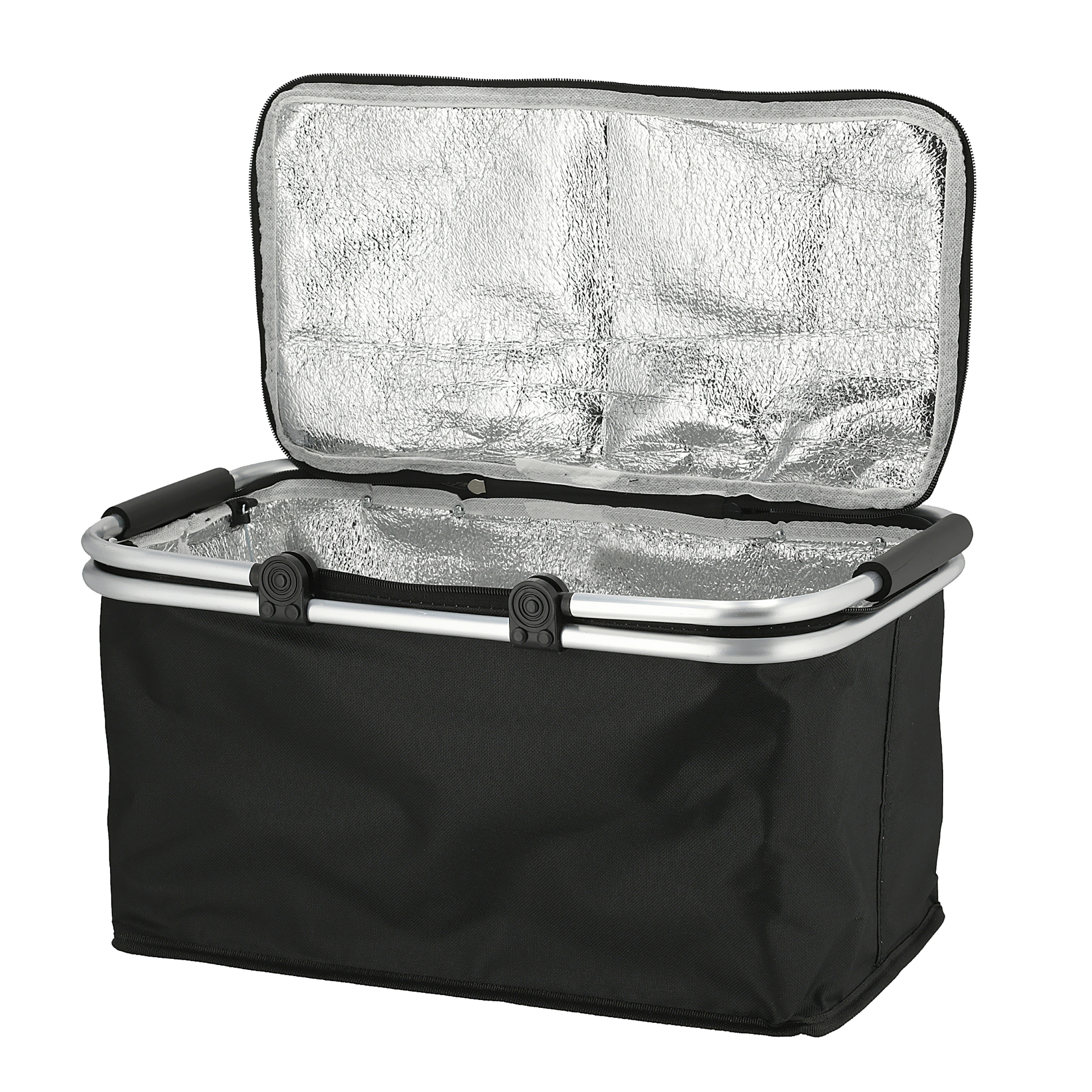 Thermo Einkaufskorb 30 Liter schwarz - 48 x 24 cm - Einkaufstasche klappbar mit Kühlfunktion