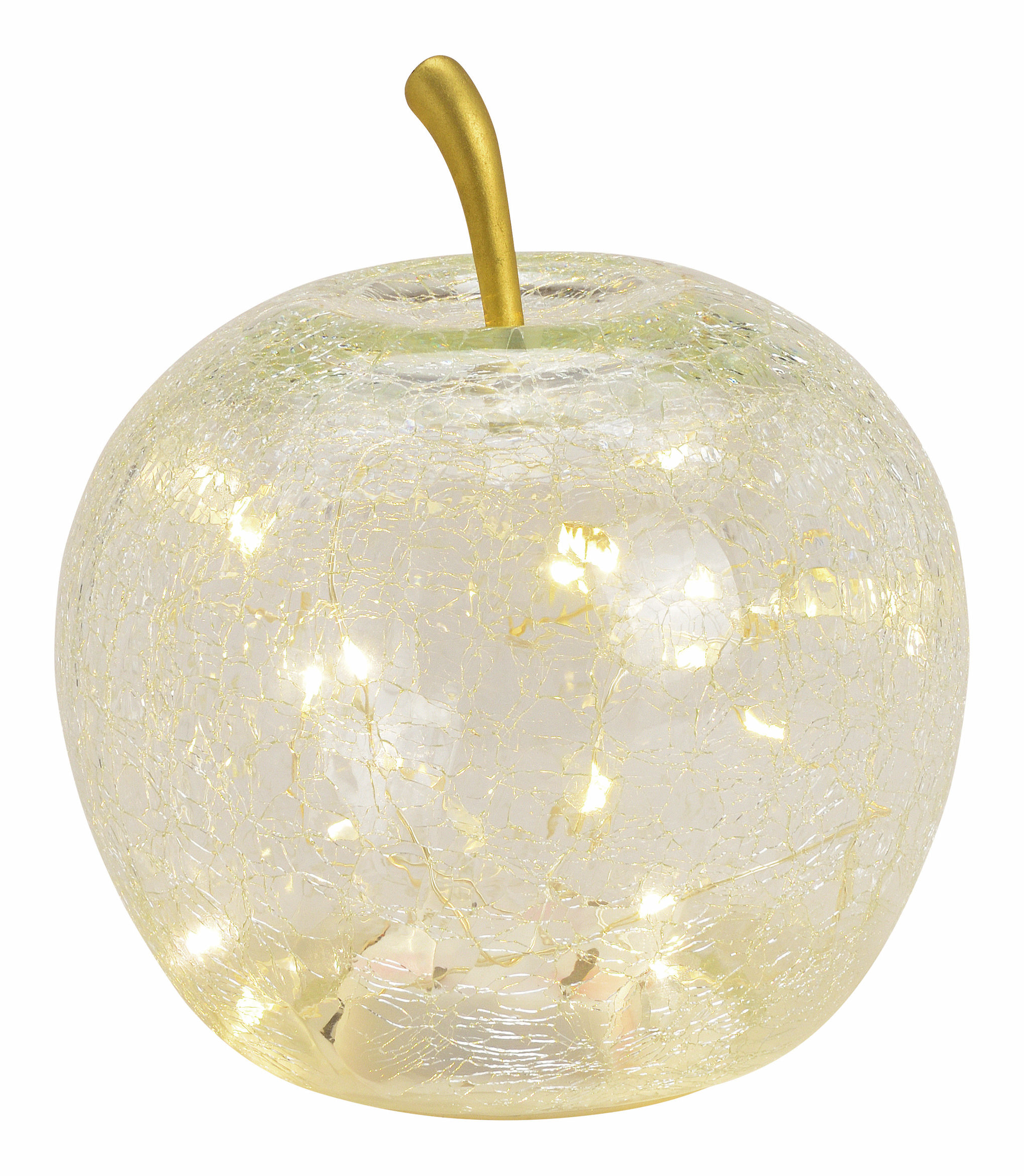 LED Glas Apfel 16 cm - transparent - Deko Frucht in Bruchglas Optik