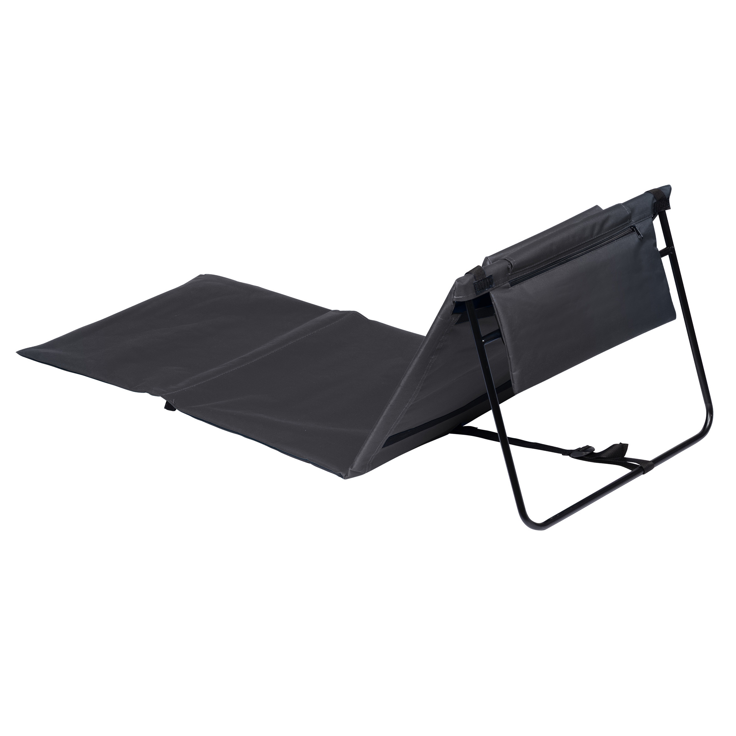 Strandmatte 2er Set klappbar mit verstellbarer Rückenlehne - dunkelgrau - Liegematte faltbar 145 x 48 cm mit Kopfkissen