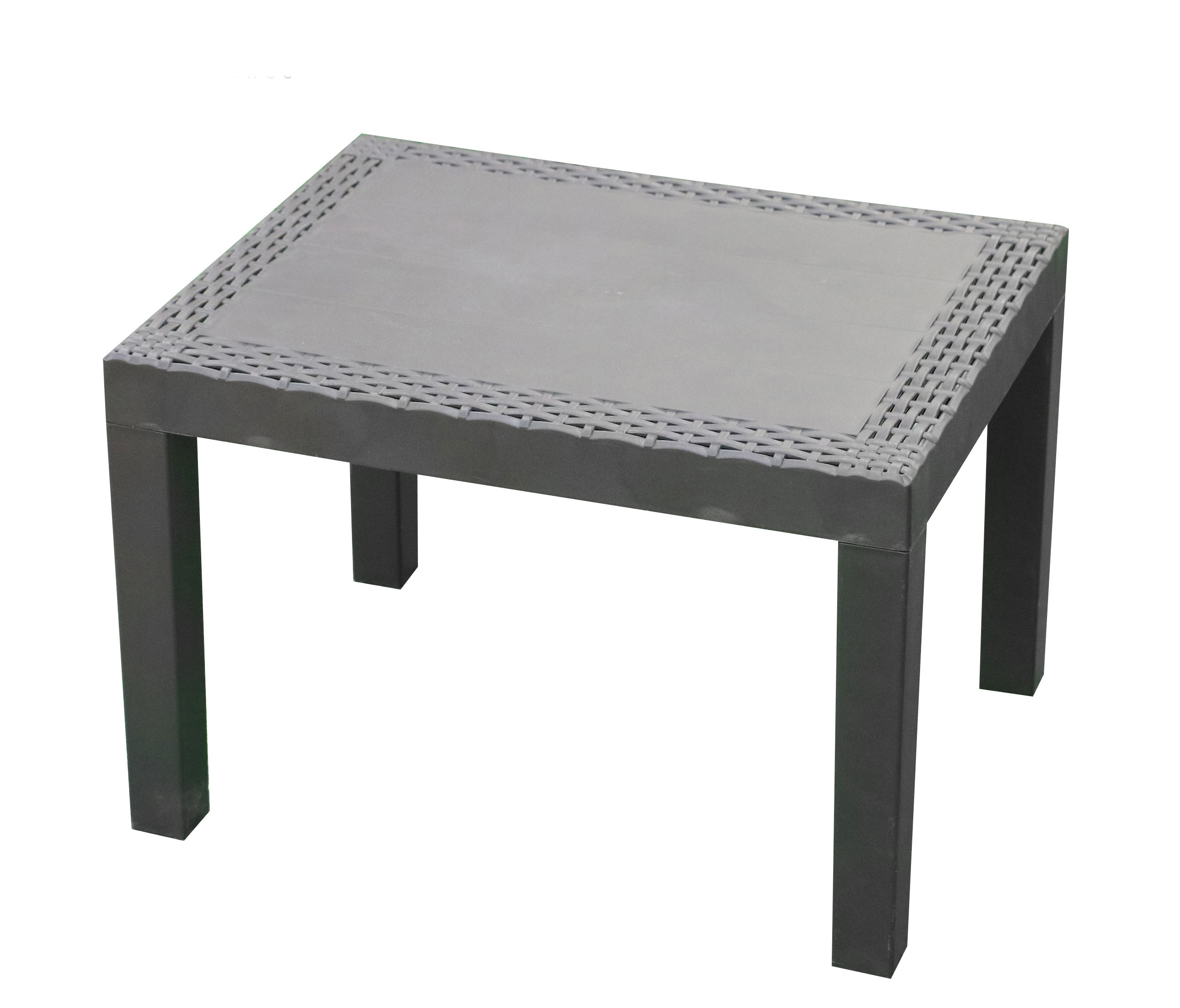 Gartentisch anthrazit mit Rattan Optik - 59 x 46 cm