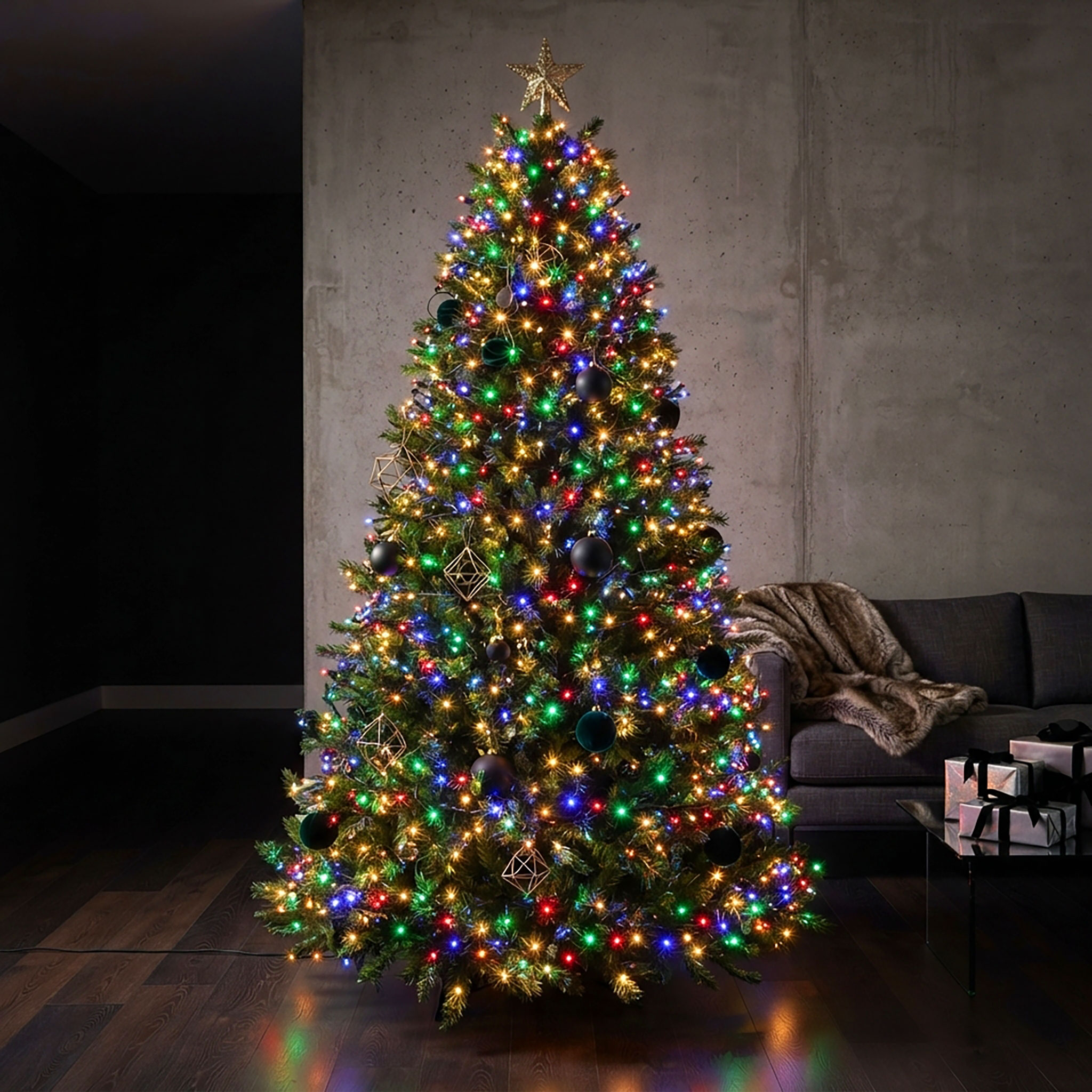 LED Weihnachts Lichterkette bunt - 3 Längen - Multicolor Garten Deko Baum Beleuchtung mit 8 Funktionen und Speicher-Chip