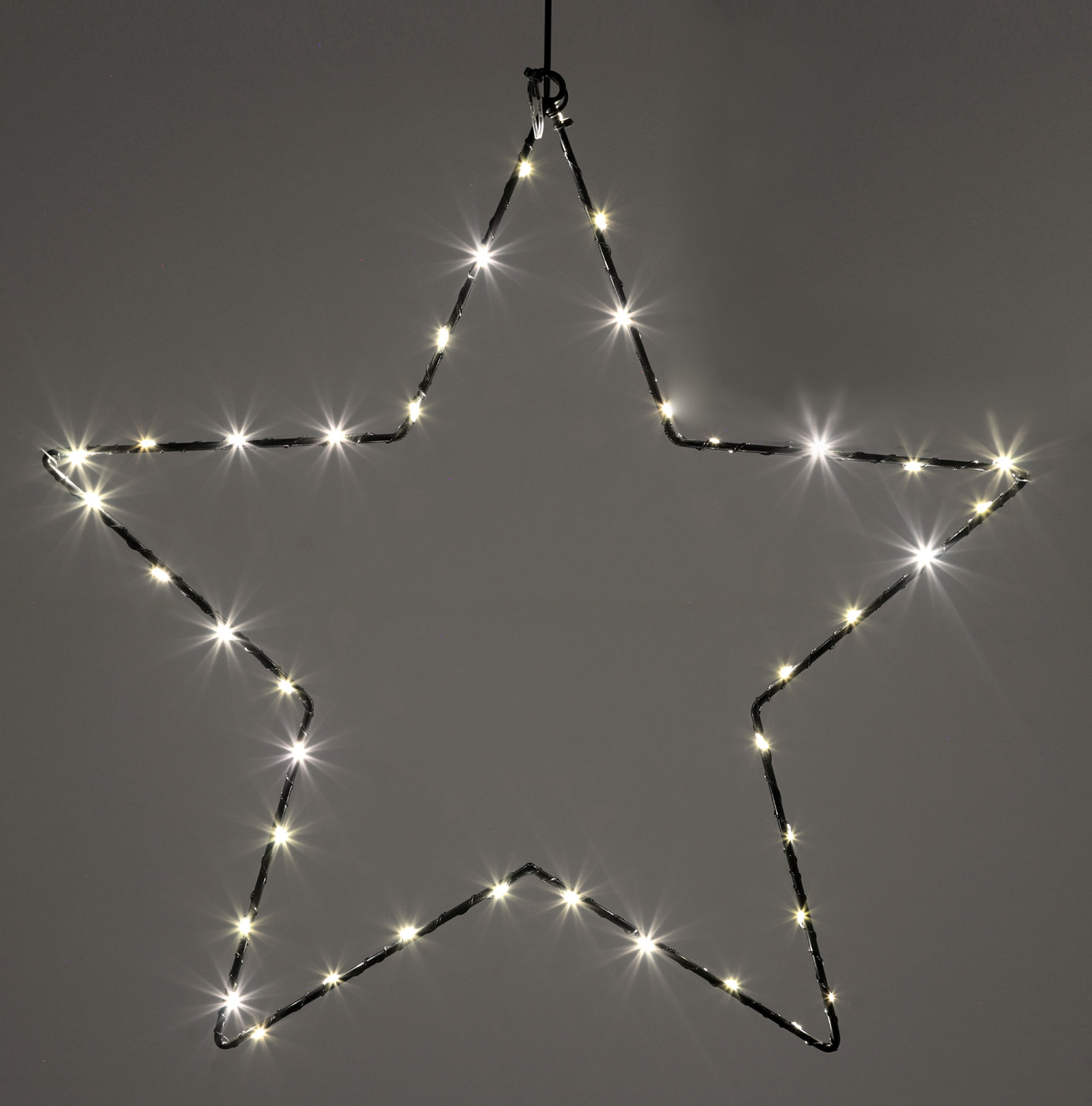 LED Leuchtstern zum Hängen aus Metall in schwarz mit Timer - 30 cm oder 40 cm
