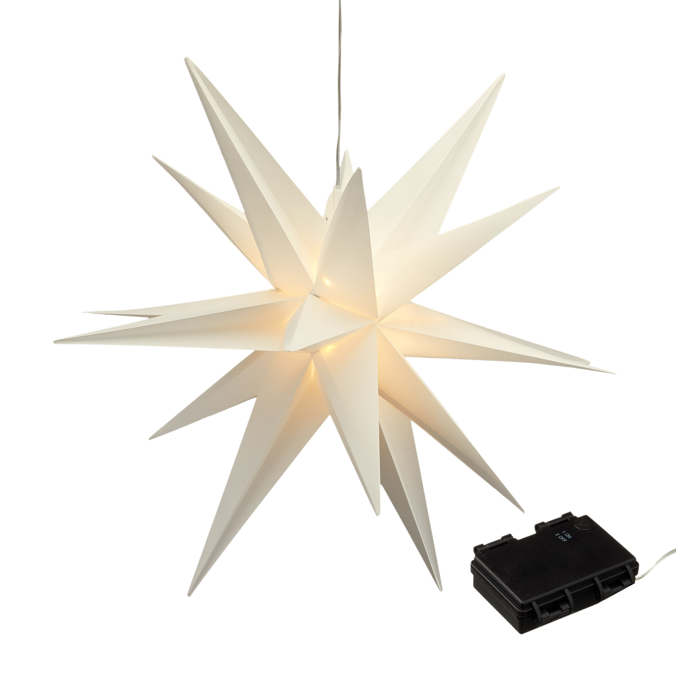 LED Weihnachts Stern warm weiß mit Timer - 3 Größen - Advents Stern zum Hängen für Außen - Batterie betrieben oder kabelgebunden