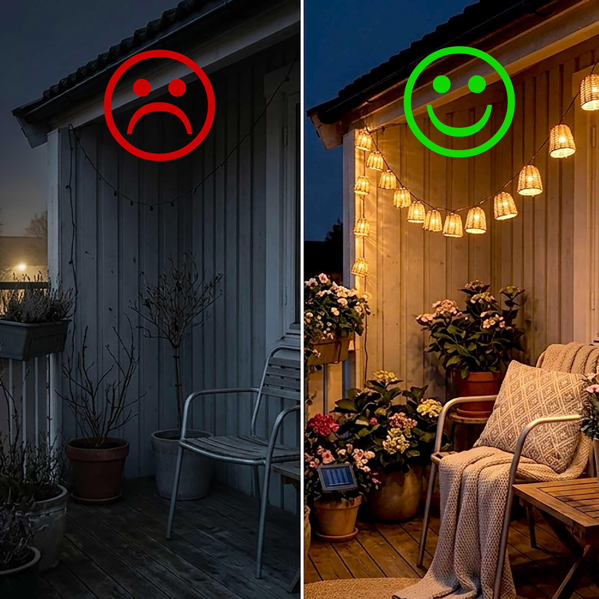 LED Solar Lichterkette 10 Lampions in Rattan Optik mit 7 Funktionen - 380 cm - LED Garten Deko Beleuchtung warm weiß