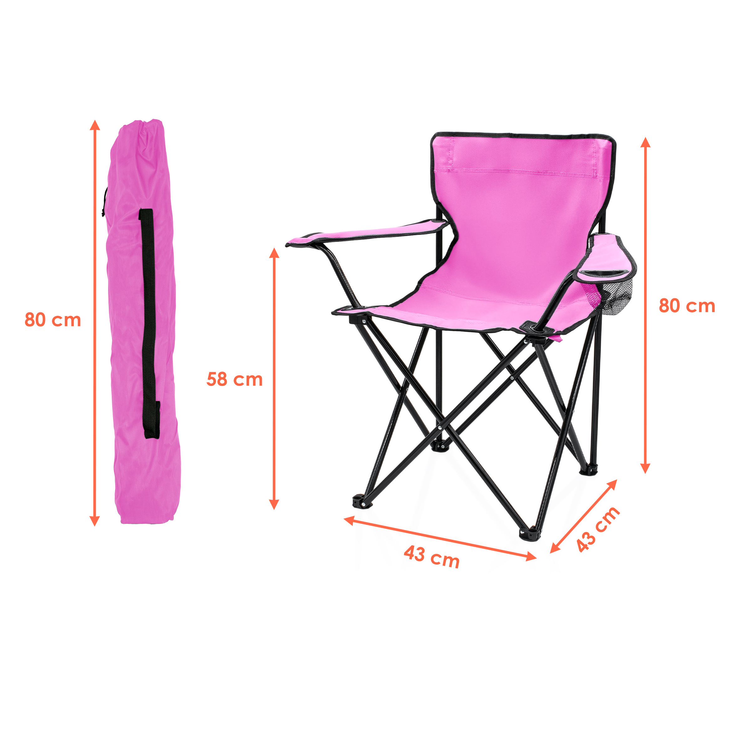 Campingstuhl mit Getränkehalter - 9 verschiedene Farben - Camping Strand und Garten Klappstuhl