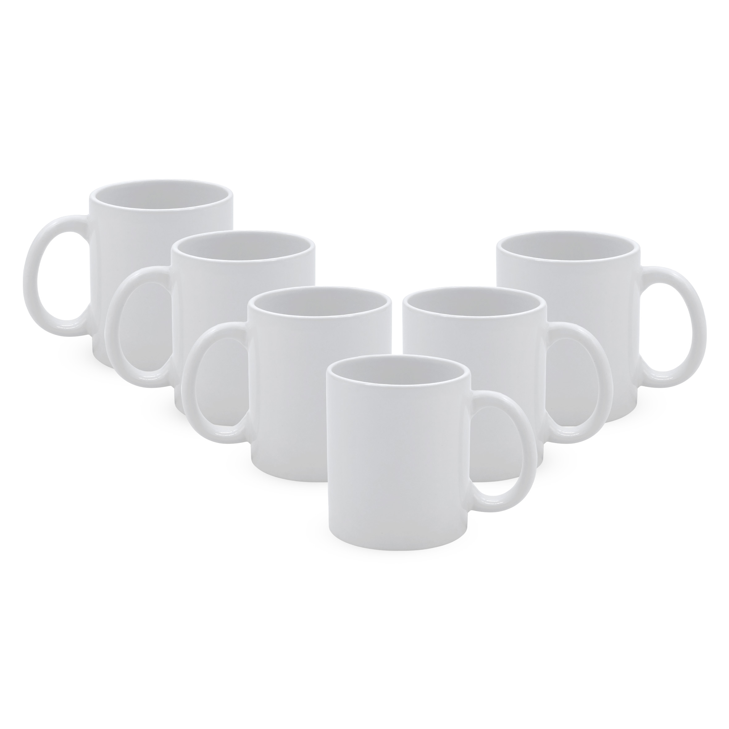 Porzellan Kaffeebecher mit Henkel weiß  für 310 ml - 6er Set - Kaffee und Tee Tasse zum Bemalen und Personalisieren
