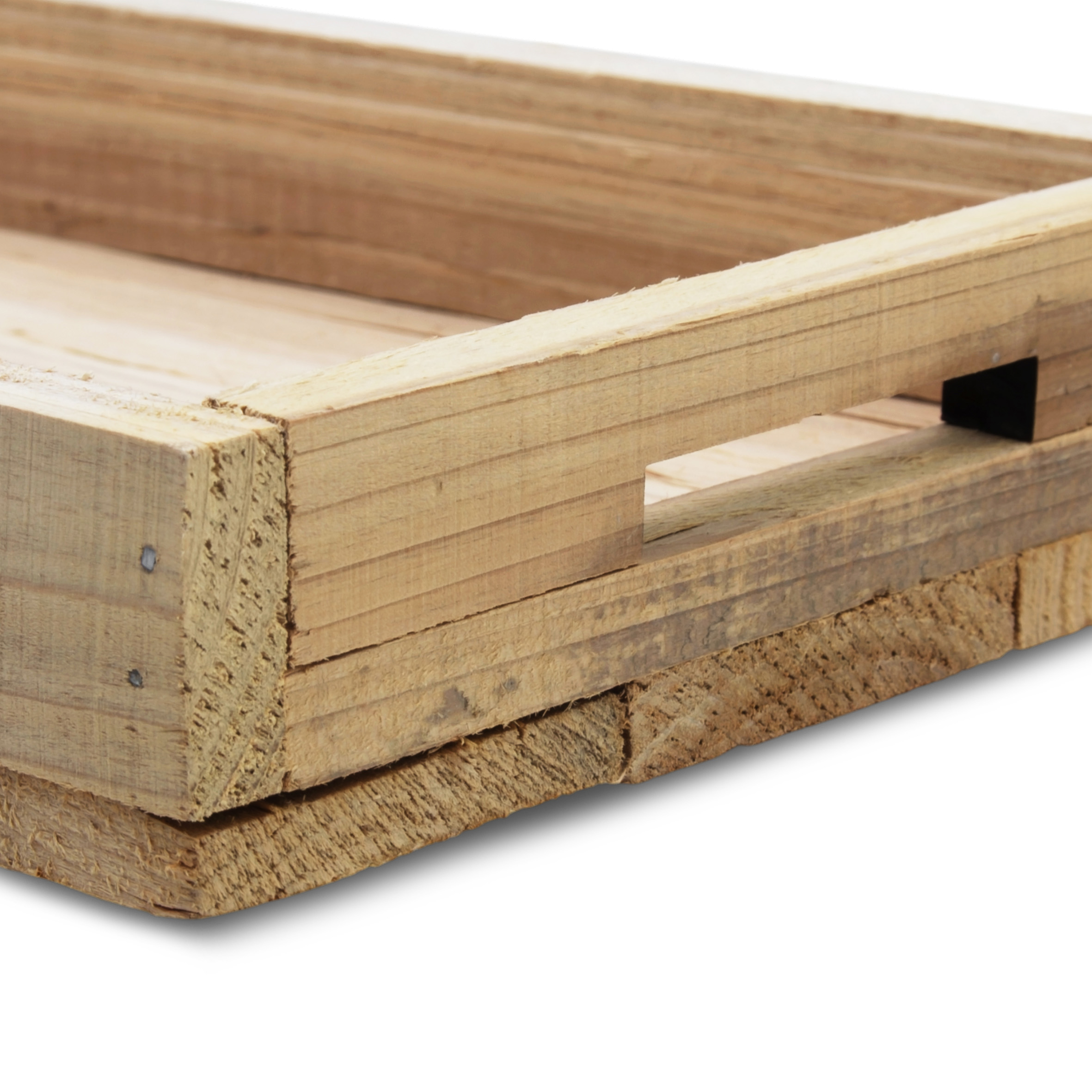 Holz Kerzentablett natur mit Rand 2er Set - 38 x 16 cm - Dekotablett rechteckig naturbelassen