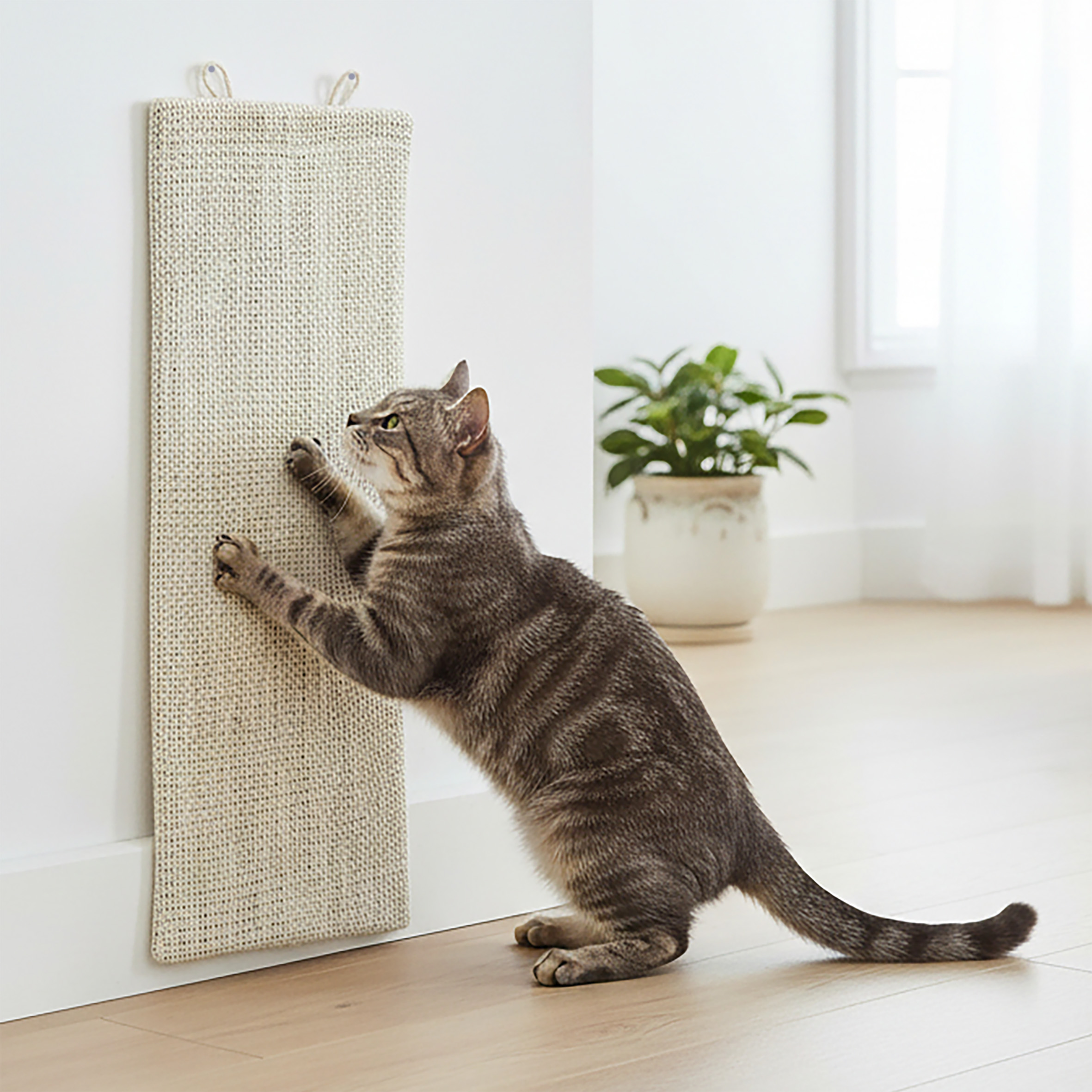 Katzen Kratzbrett mit 2 verschiedenen Seiten - 50 cm oder 80 cm / 1er oder 2er Pack - Sisal und Plüsch Kratzecke zum Legen oder Hängen
