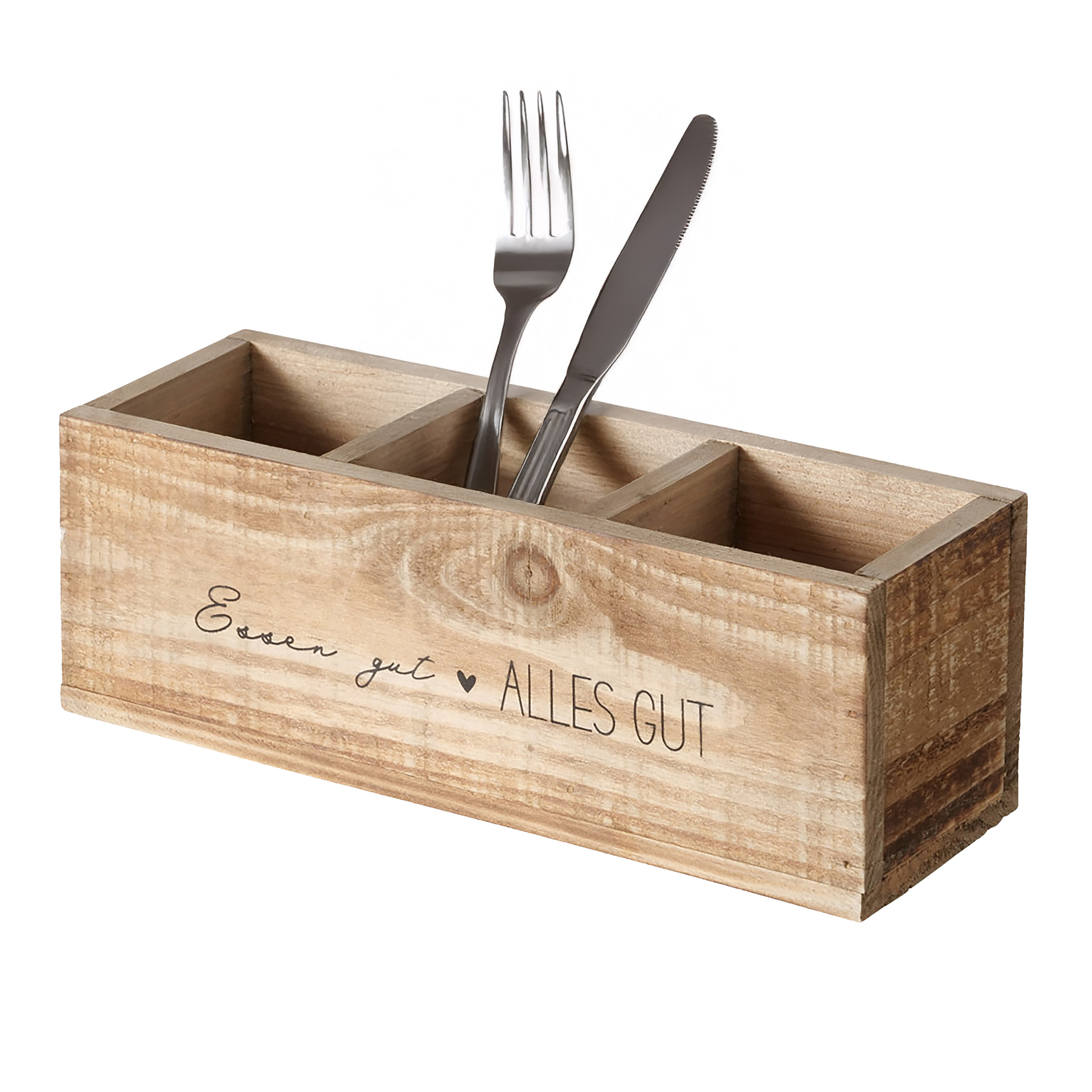 Holz Besteck Halter mit 3 Fächern - 28 x 9 cm