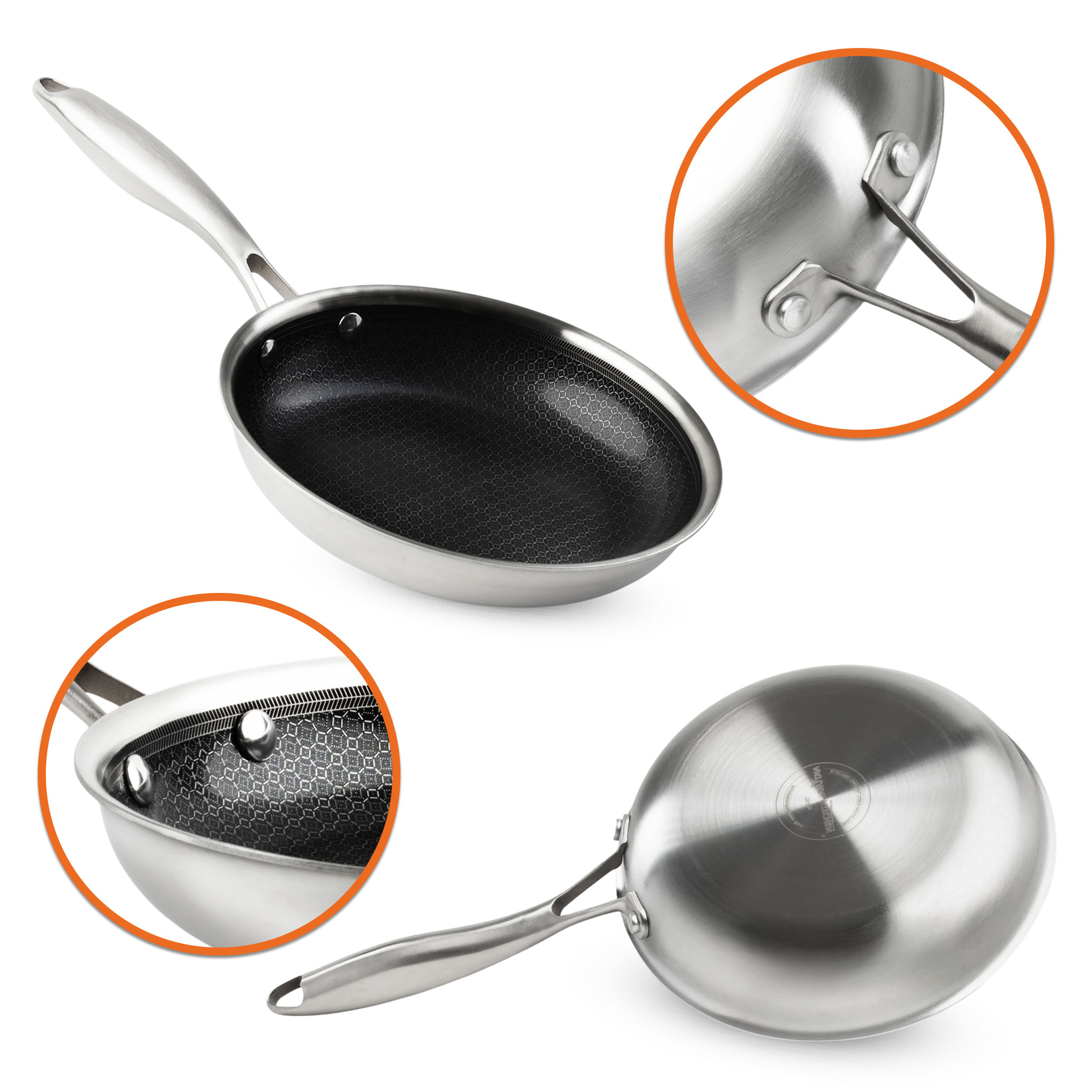 Premium Antihaft Induktion Wabenpfanne PFAS-frei - 20 cm - Keramik Bratpfanne kratzfest mit Aluminiumkern