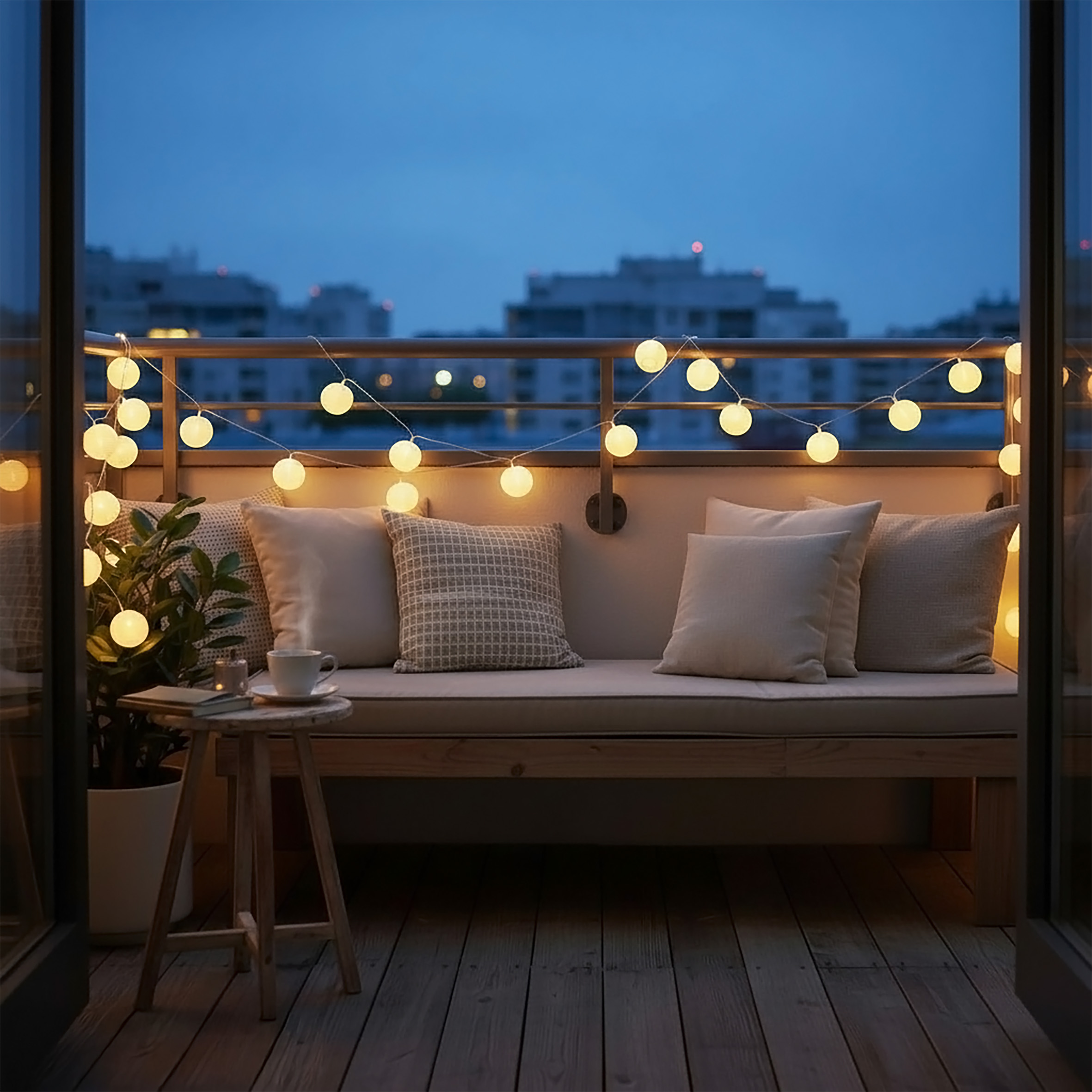 LED Solar Lichterkette - 10 LED - Party Beleuchtung mit weißen Lampions
