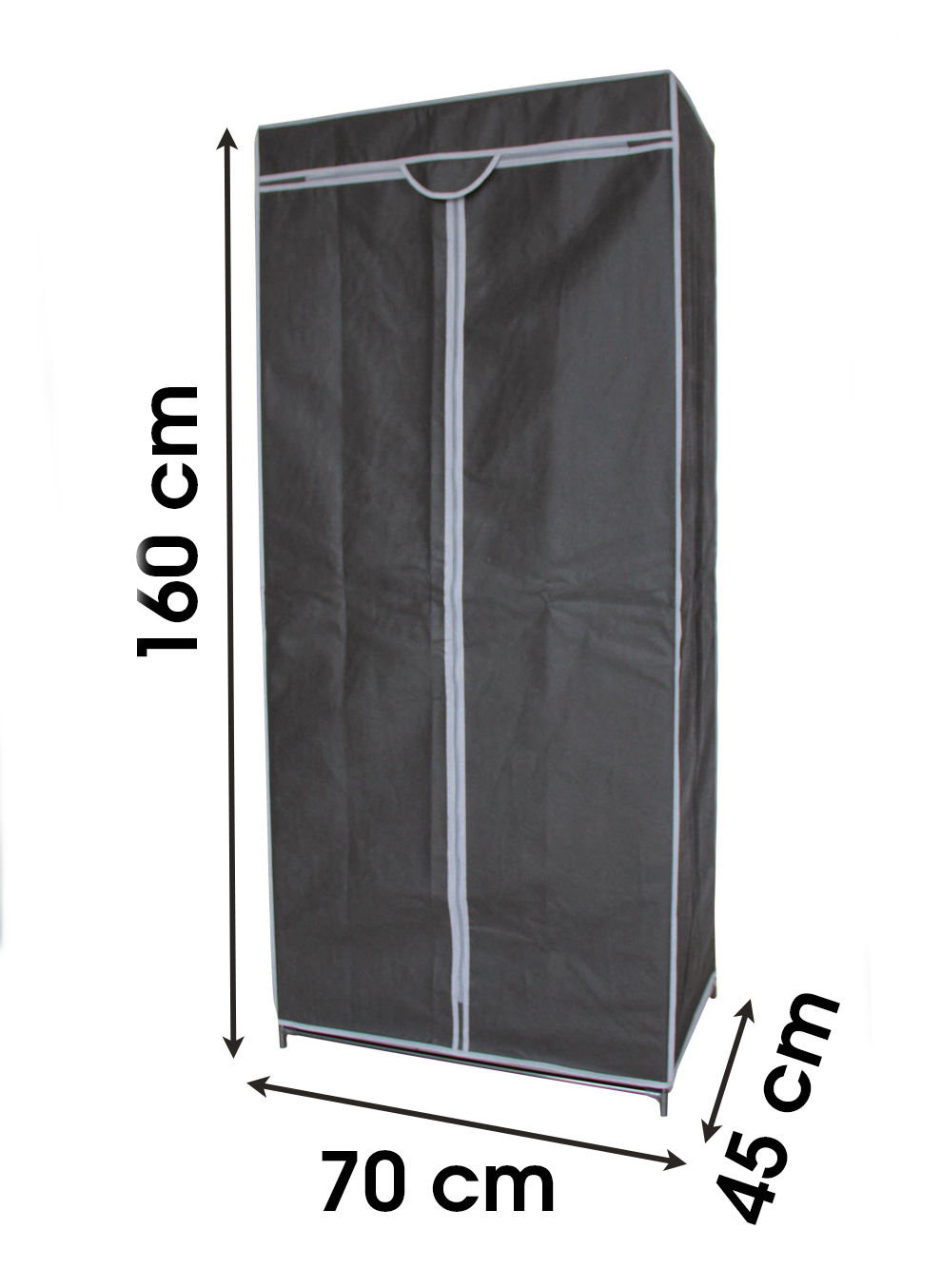 Stoff Kleiderschrank dunkelgrau - 160 x 70 cm - Mobiler Schrank mit Kleiderstange