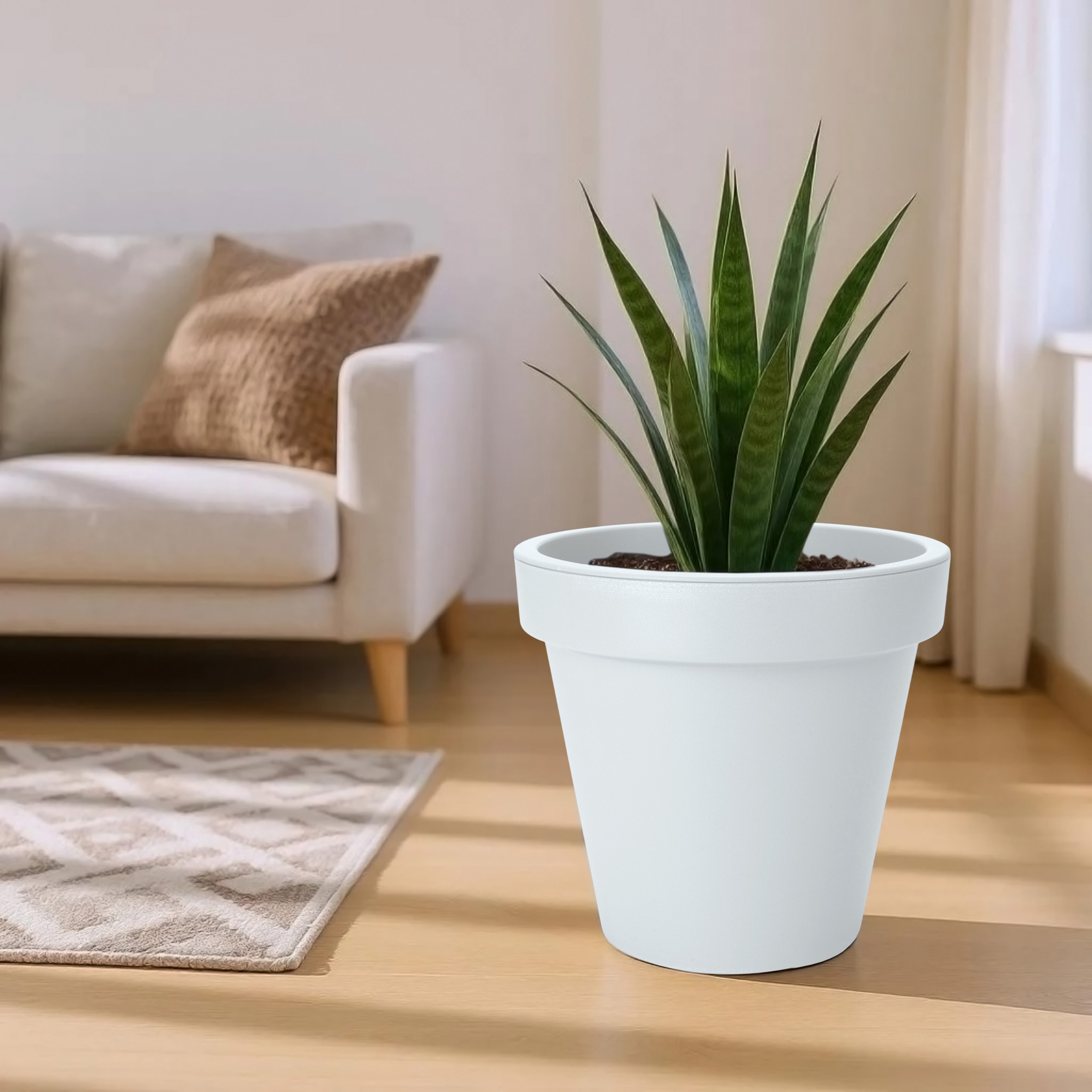 Kunststoff Pflanzkübel S rund Ø 30 cm - weiß - Blumenkübel groß für Außen und Innen