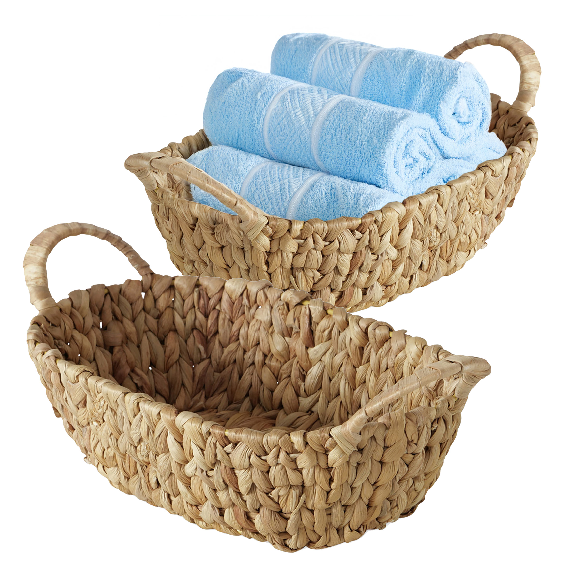 Deko Körbchen aus Wasserhyazinthe mit Henkeln 34 x 18 cm - 2er Set