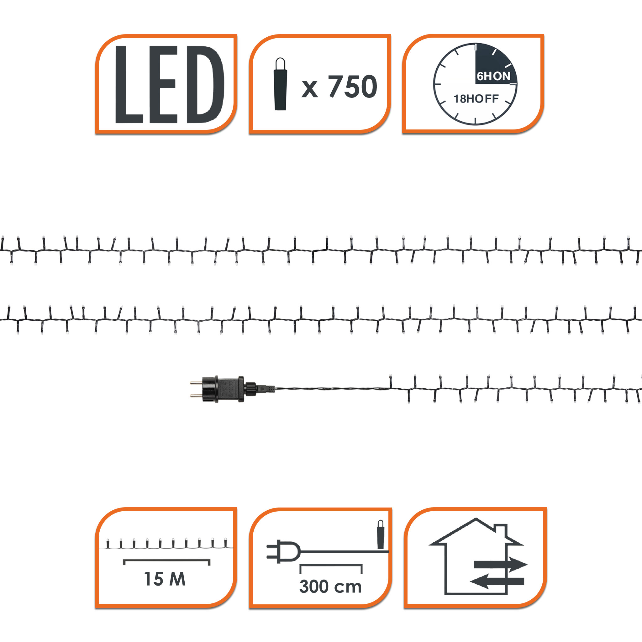 Lichterkette auf Trommel - 3 Größen - Micro Cluster LED extra warmweiß