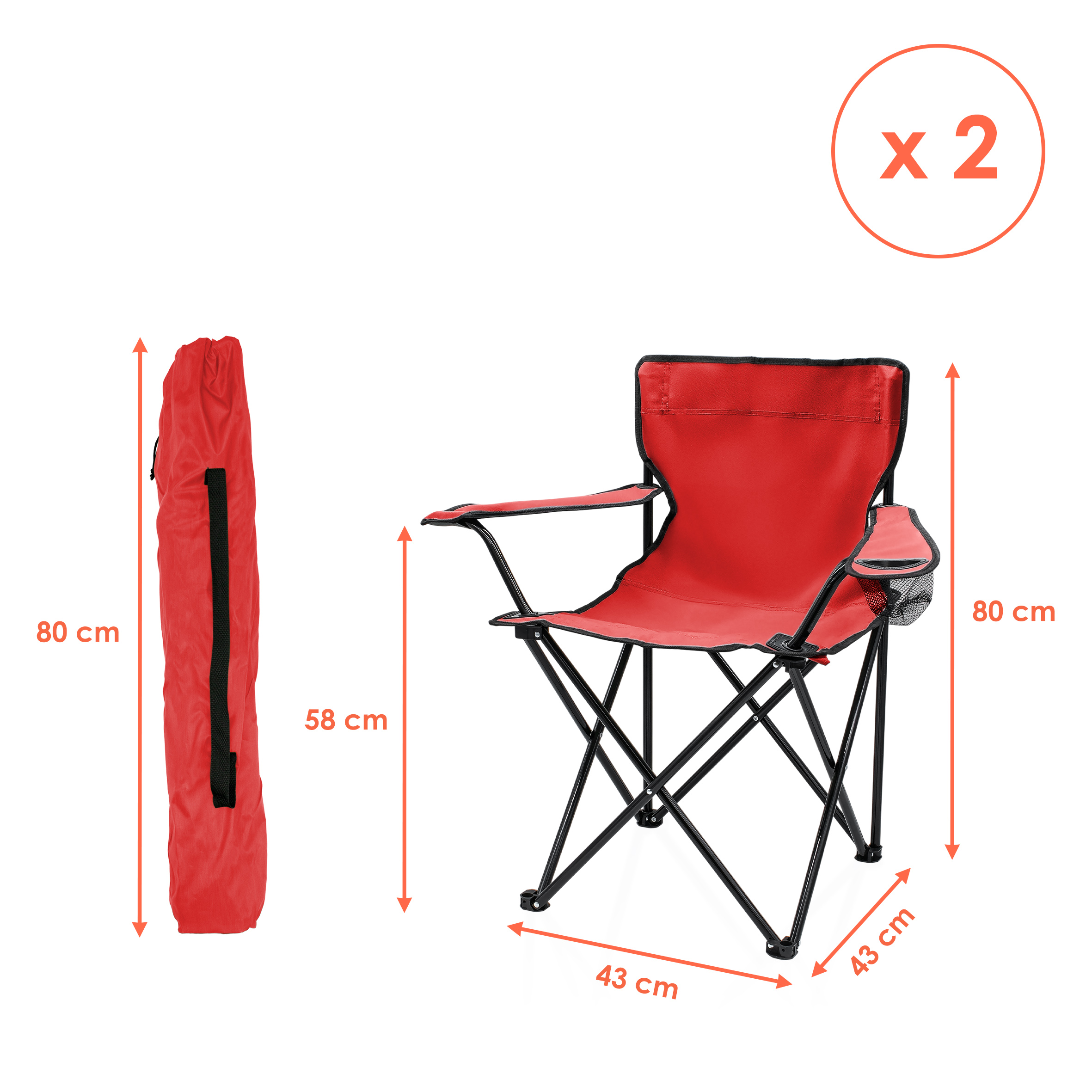 Campingstuhl mit Getränkehalter - 9 verschiedene Farben - Camping Strand und Garten Klappstuhl