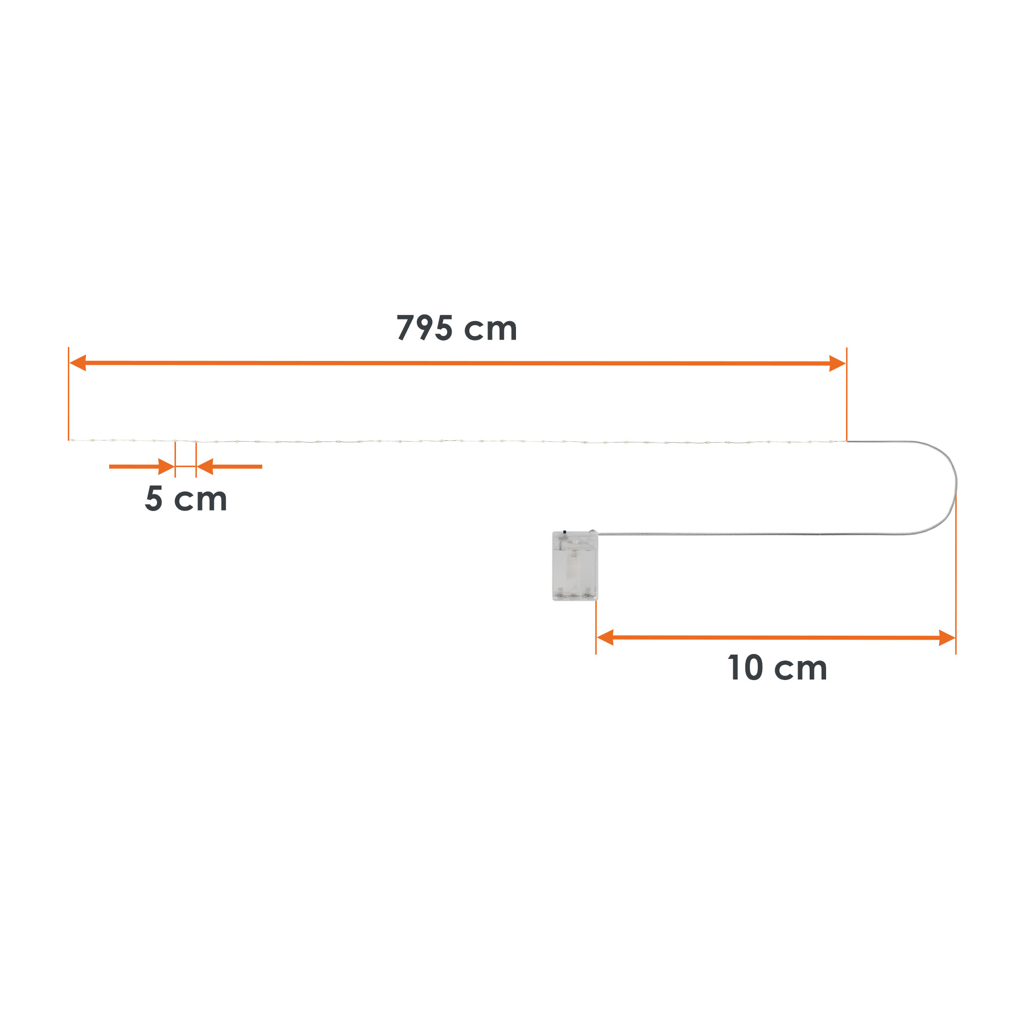 Draht Lichterkette 160 LED / 795 cm - warm weiß - Deko Beleuchtung für Außen und Innen
