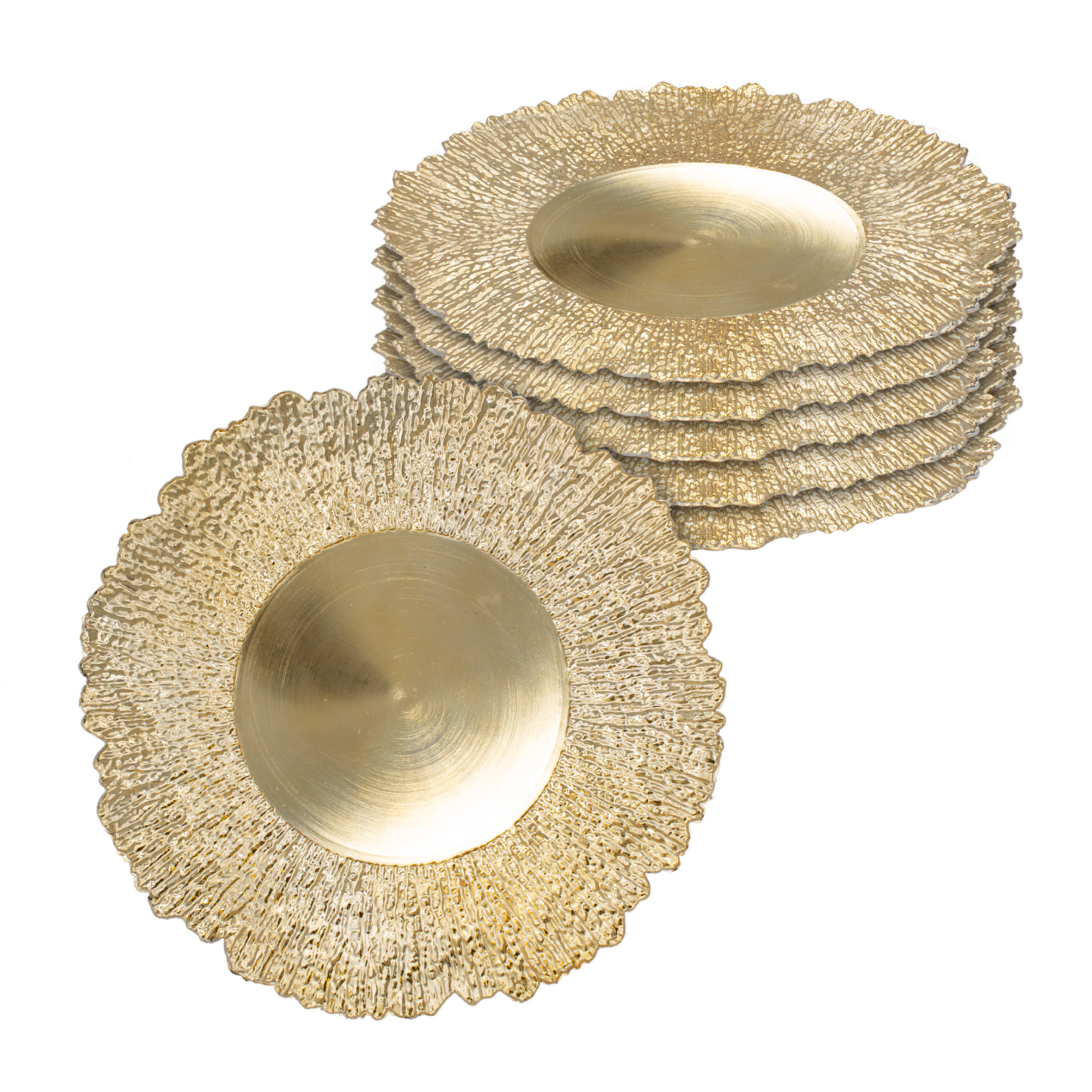 Kunststoff Teller gold 6er Set - 33 cm - Deko Kerzen Tablett