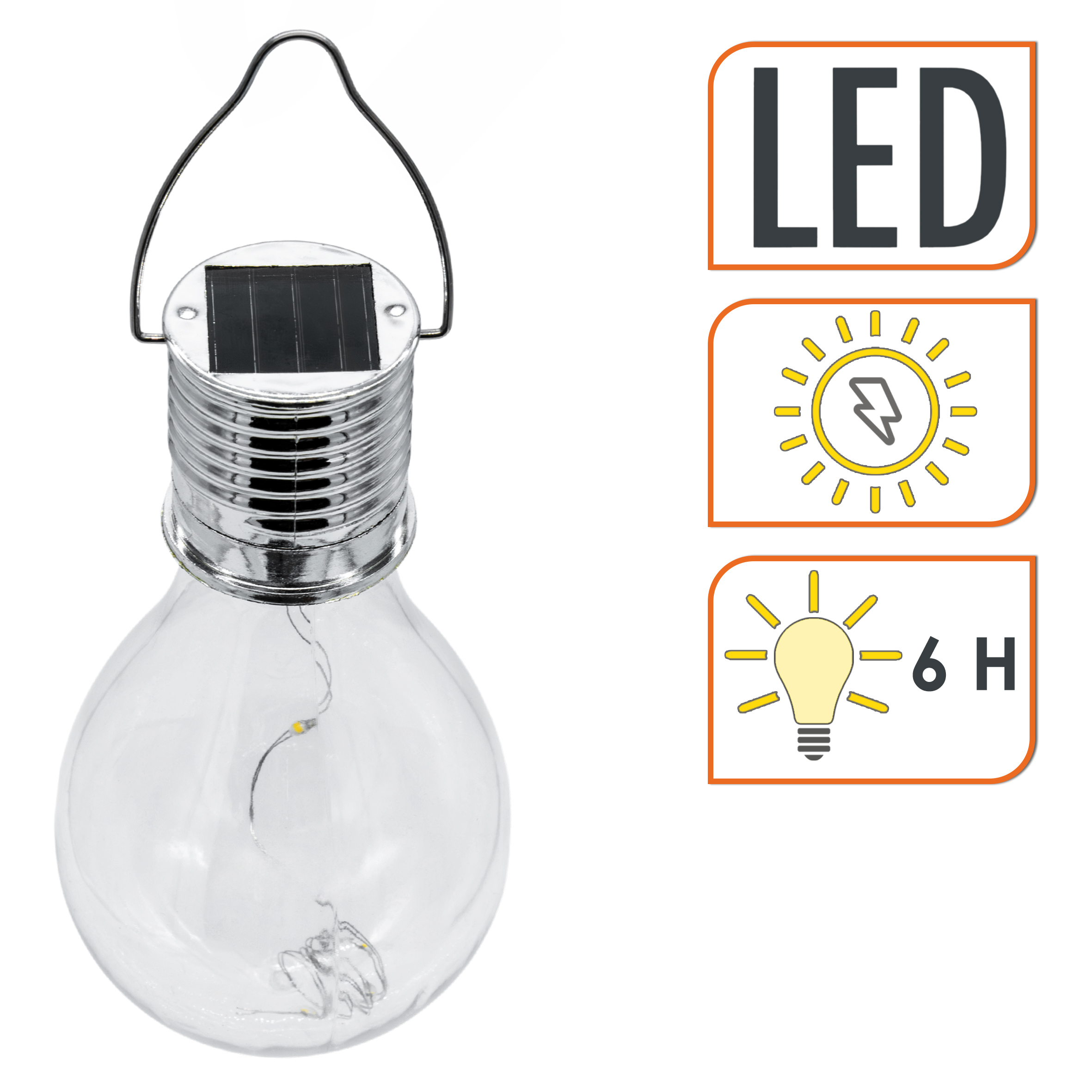 Solar Glühbirne aus Kunststoff 4er Set 15 cm - transparent - LED Dekolampe wetterfest zum aufhängen im Außenbereich geeignet