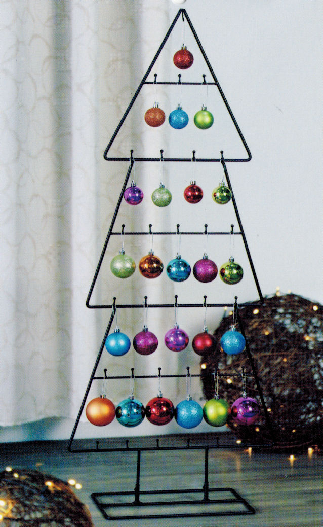 Design Metall Tanne mit 29 Zierschmuck Haken ca. 100 cm x 45 cm x 20 cm
