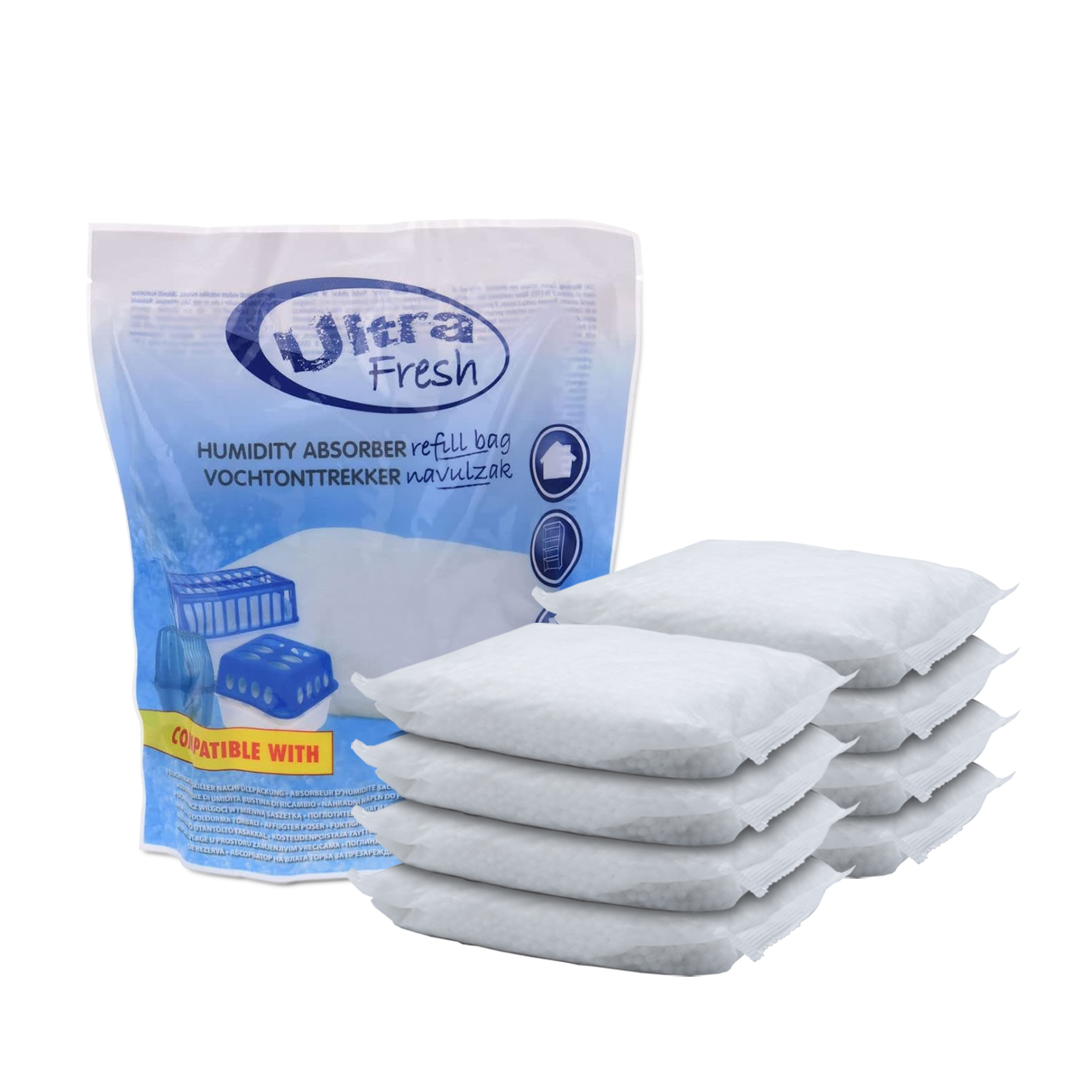 Ultra Fresh Granulat Luftentfeuchter - verschiedene Sets - Raum Entfeuchter Luft Trockner mit Auffangschale und Nachfüllbeutel