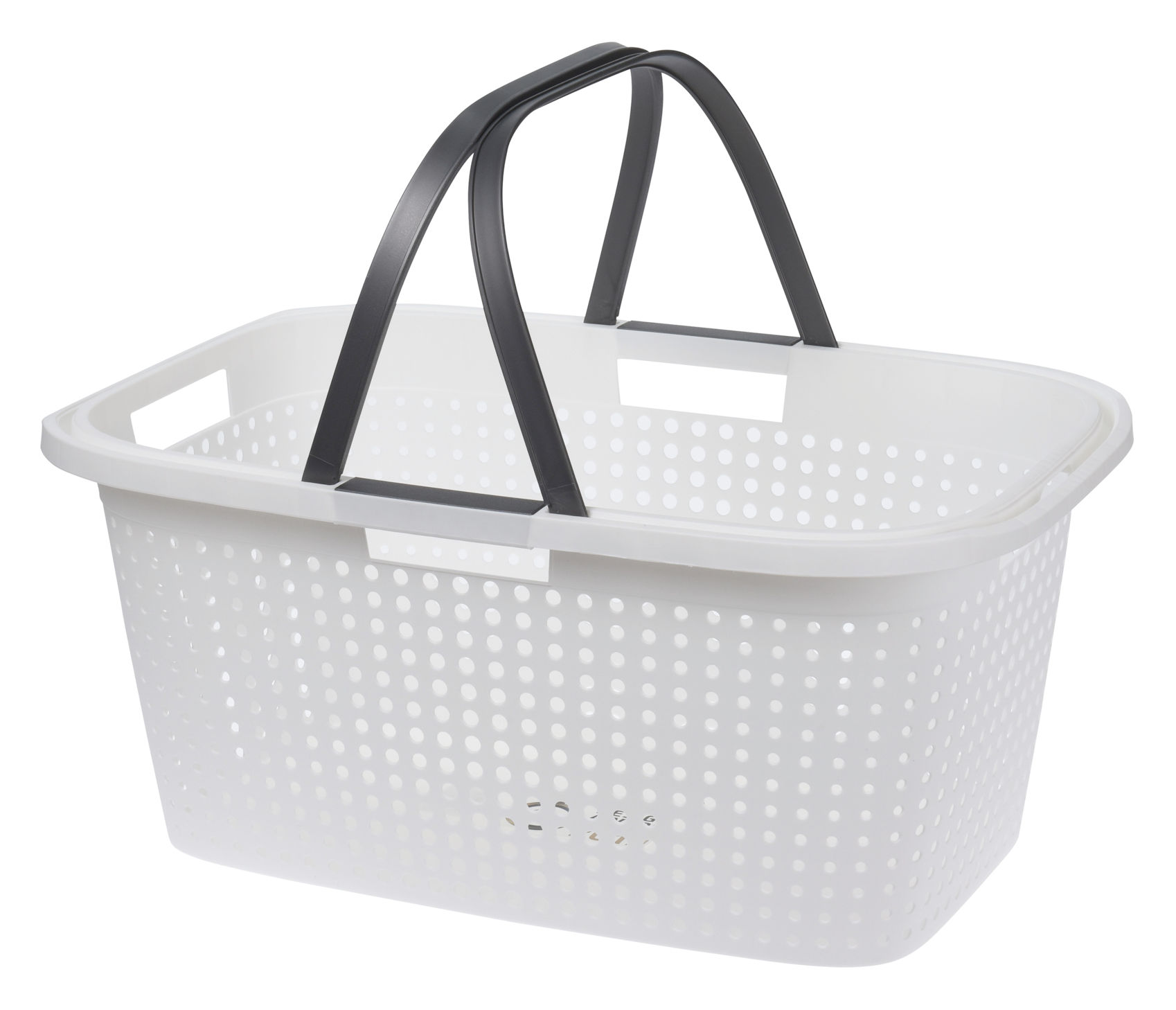 XL Wäschekorb aus Kunststoff 60 x 39 cm - weiß oder schwarz - Tragekorb mit klappbaren Griffen