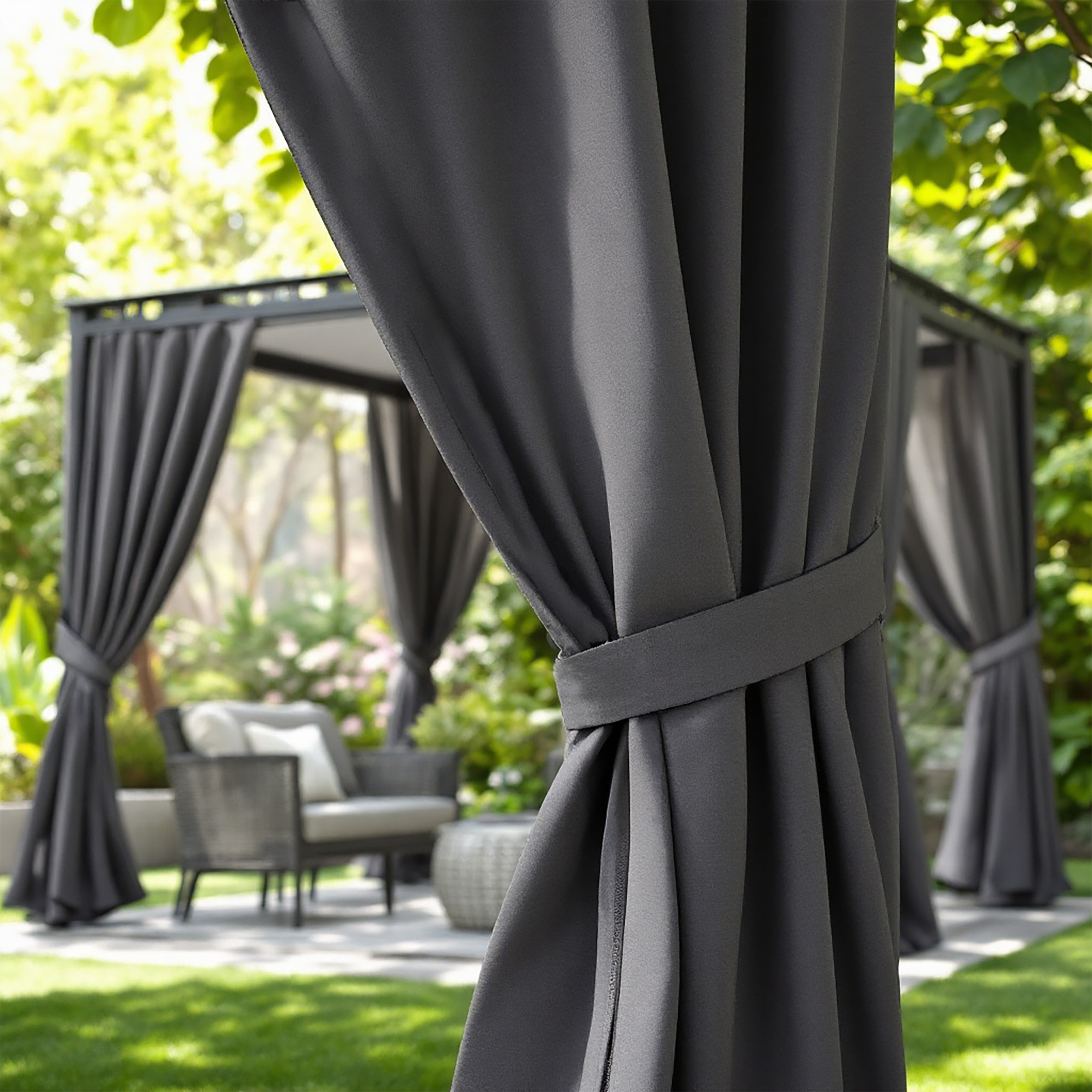 Pavillon Seitenteil anthrazit mit Reisverschluss für 3 x 4 m - 2er Set - Gartenzelt Seitenwand wasserabweisend