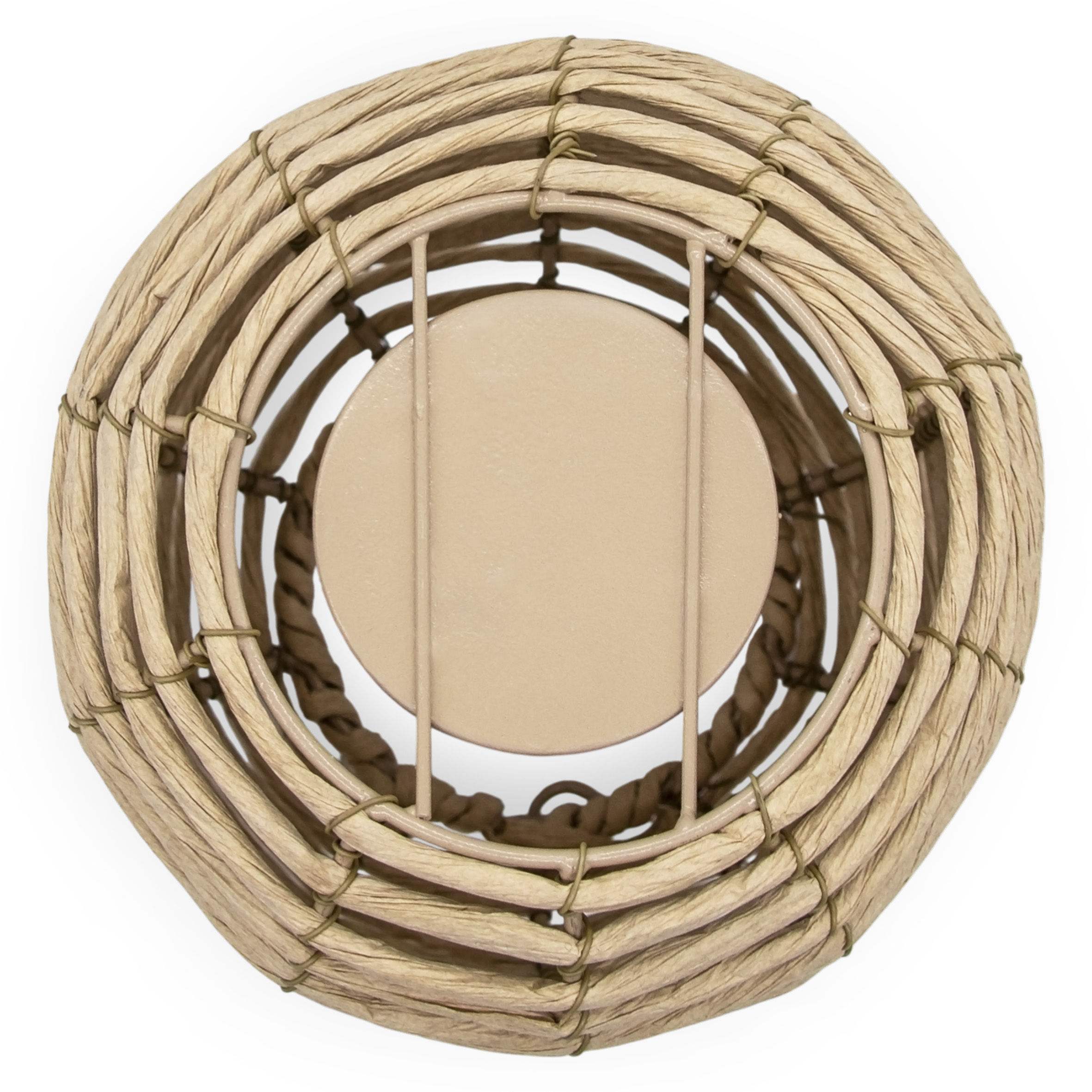 Rattan Windlicht rund natur mit Kerzenglas -  23 x 19 cm - Bast Laterne mit Bügel zum Hängen