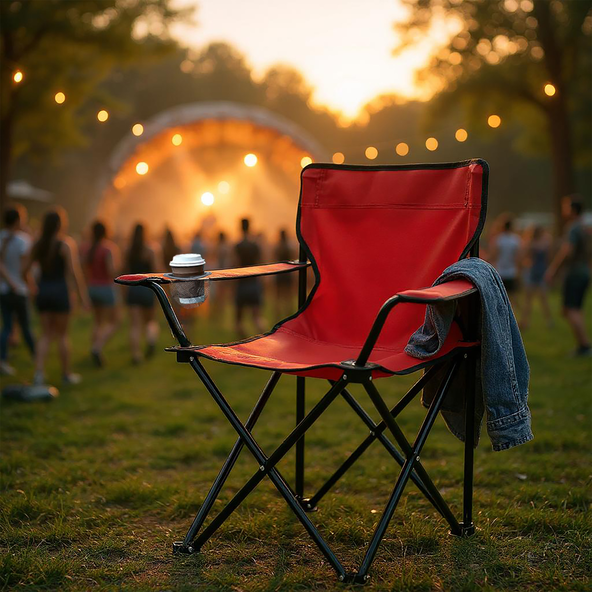 Campingstuhl mit Getränkehalter - 9 verschiedene Farben - Camping Strand und Garten Klappstuhl