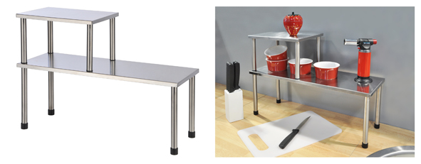 Edelstahl Küchenregal für die Arbeitsplatte - 45 cm x 32 cm - Küchen Organizer mit 2 Etagen