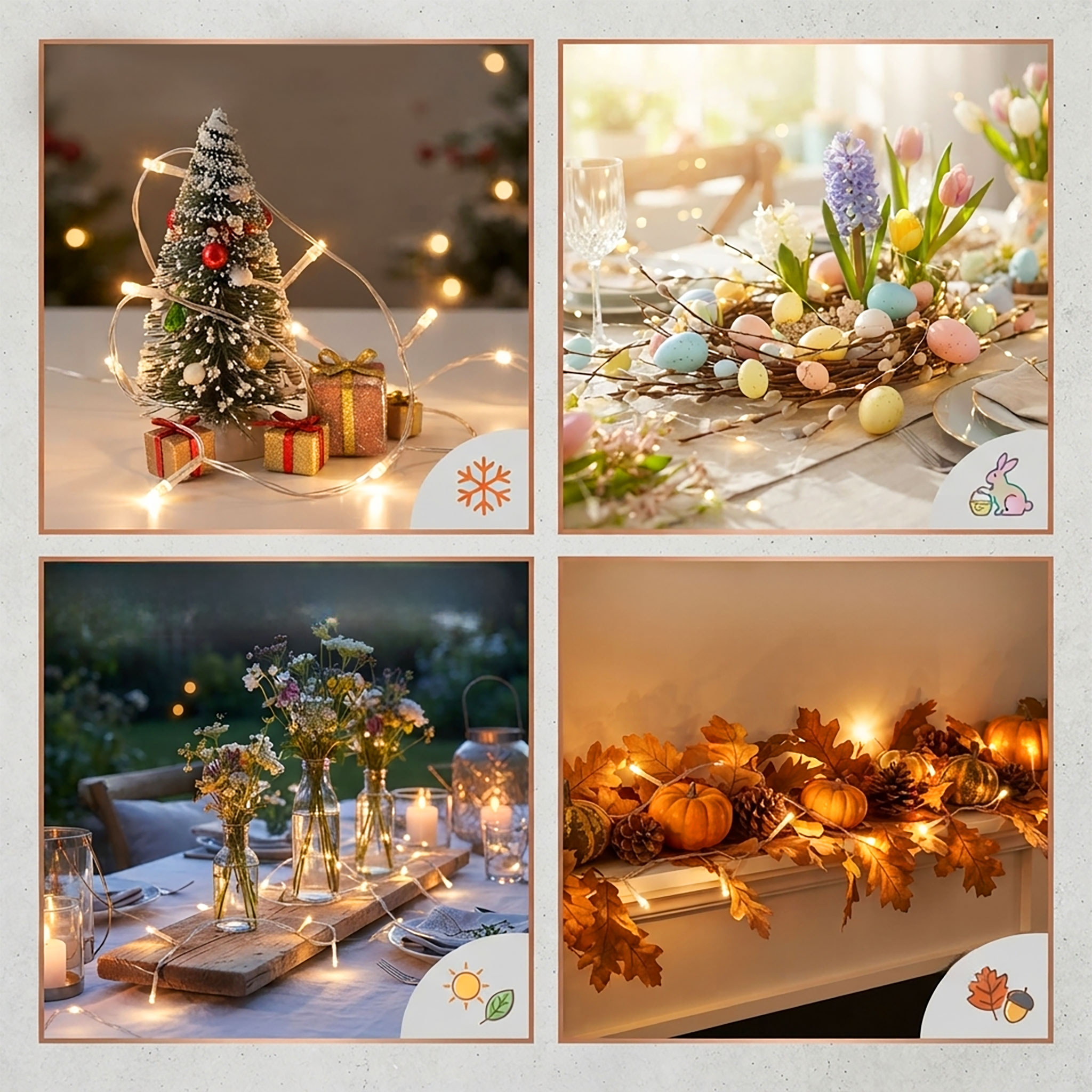 Lichterkette mit 50 LED in warm weiß - 500 cm - Weihnachts Tischlichterkette