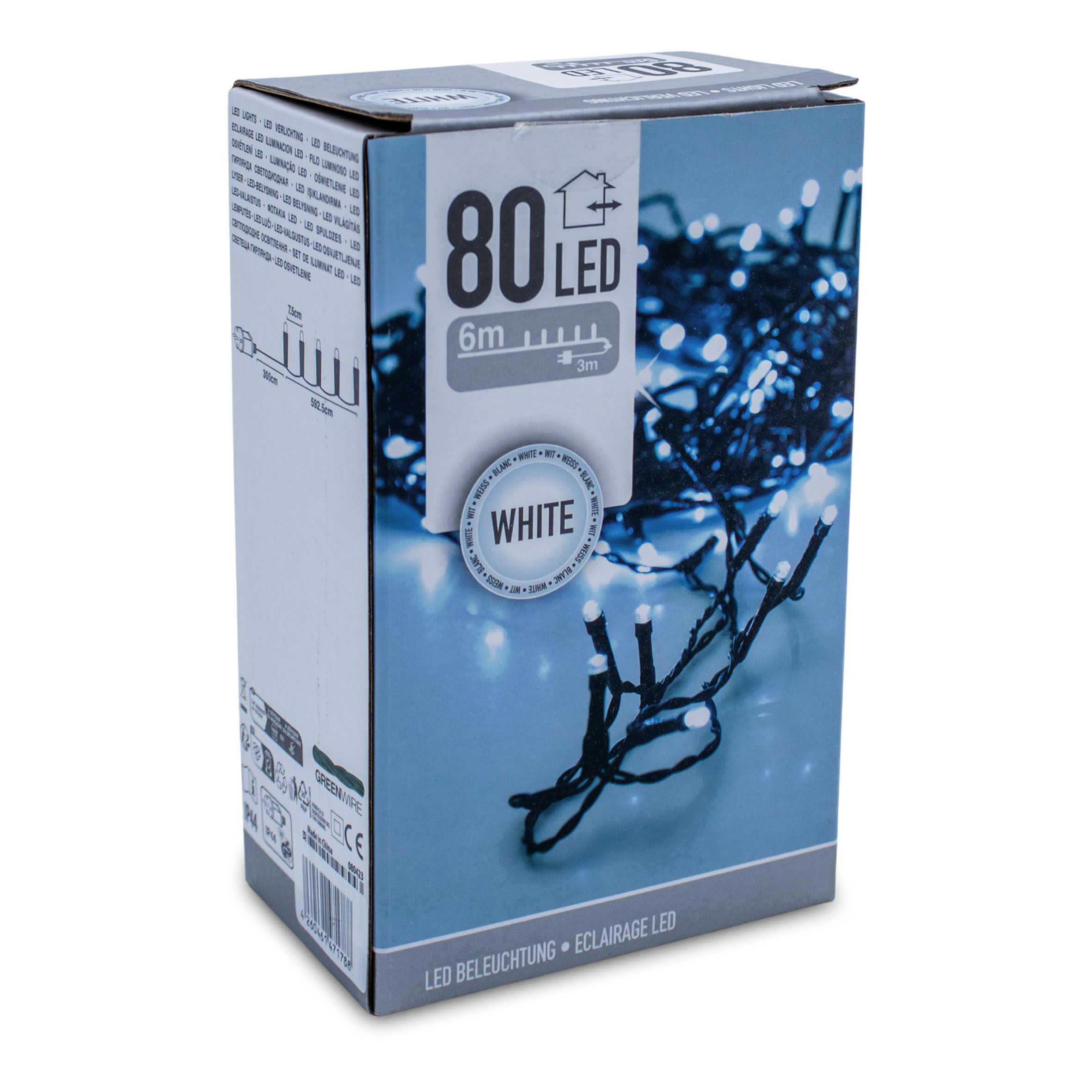 LED Weihnachts Lichterkette kalt weiß - 80 LED - Deko Garten Beleuchtung für Innen und Außen