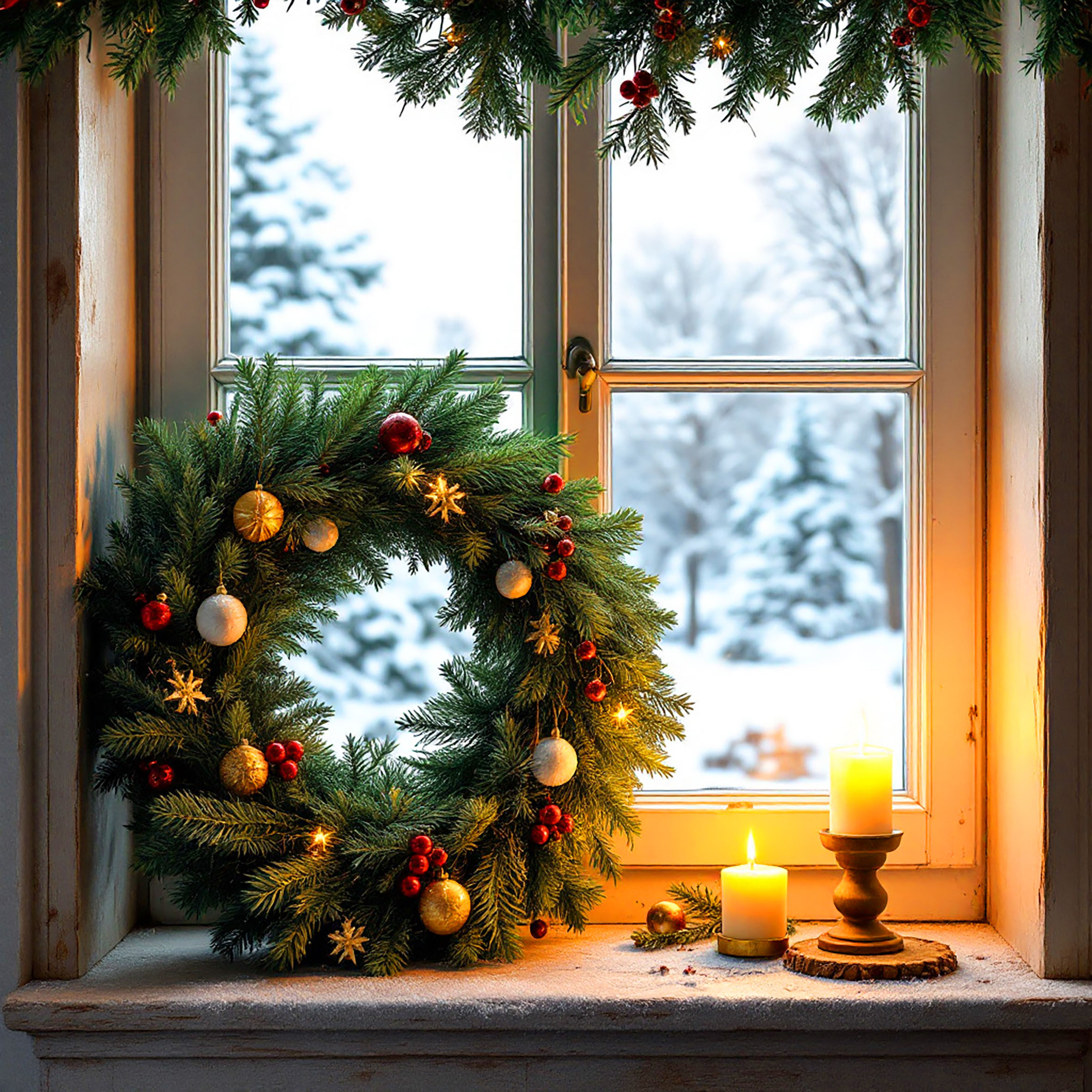 Künstlicher Edel Tannenkranz grün halbgebunden aus Spritzguss - 48 cm - Hochwertiger Adventskranz mit naturgetreuen Tannenspitzen
