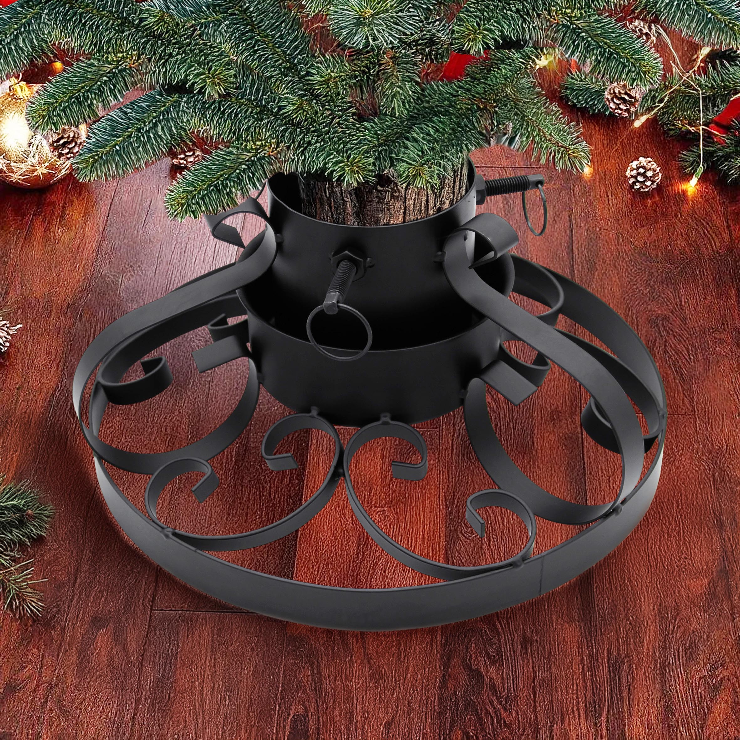 Metall Weihnachtsbaumständer im antiken Design - 35 cm - Christbaum Ständer mit Wasserschale