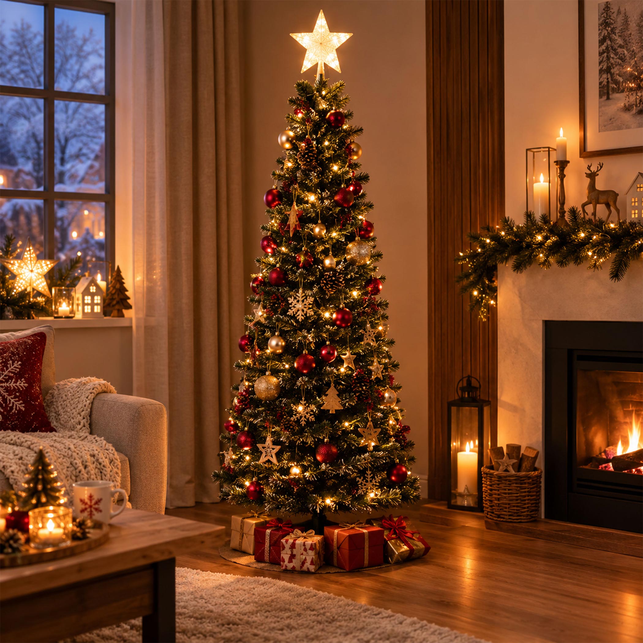 Spiral Weihnachtsbaum 150 cm mit 120 LED und Stern Spitze - grün oder silber - Künstlicher Tannenbaum warm weiß beleuchtet für Außen und Innen