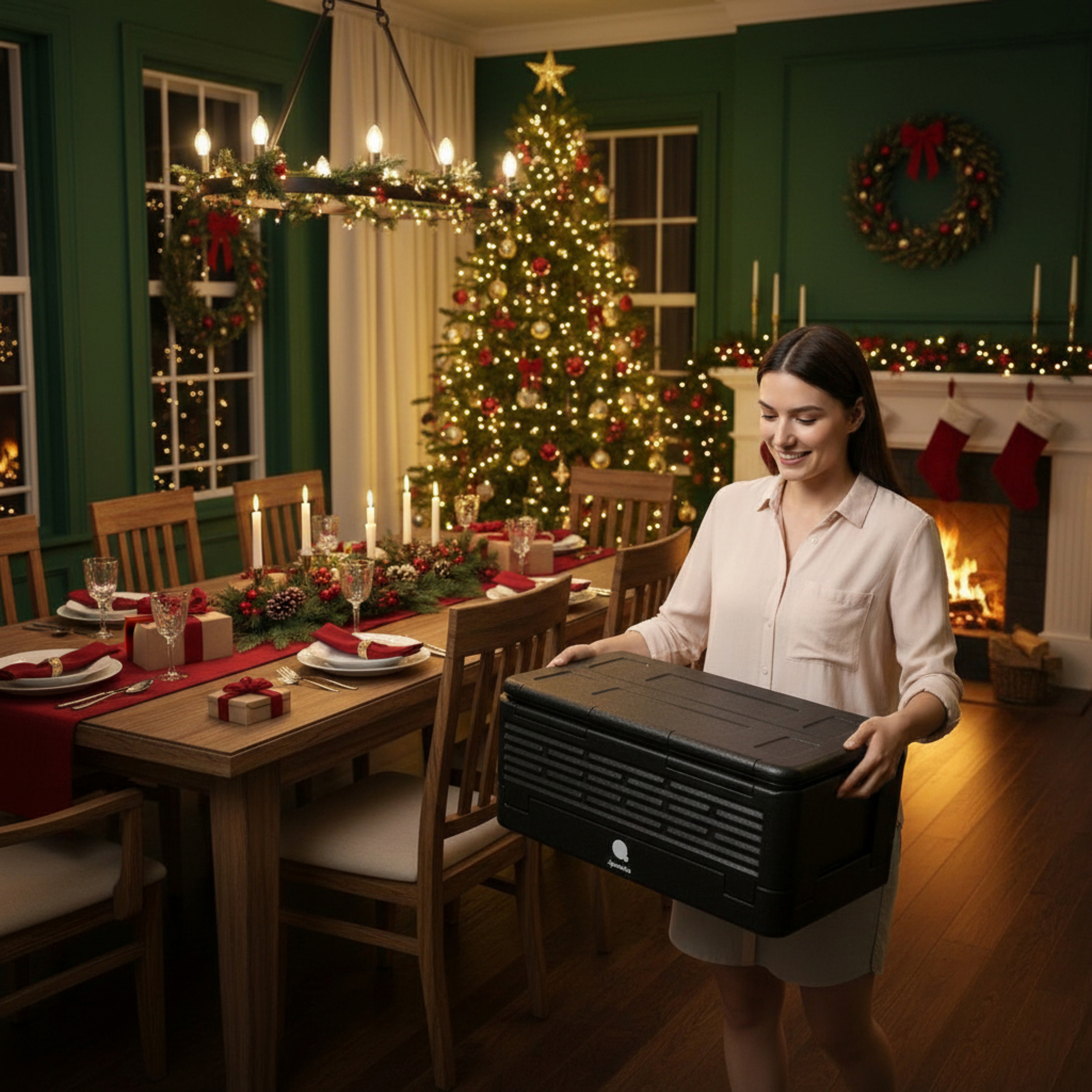 Thermobox faltbar schwarz zum Warmhalten und Kühlen - 42 L - Warmhaltebox für Essen klappbar 60 x 41 cm