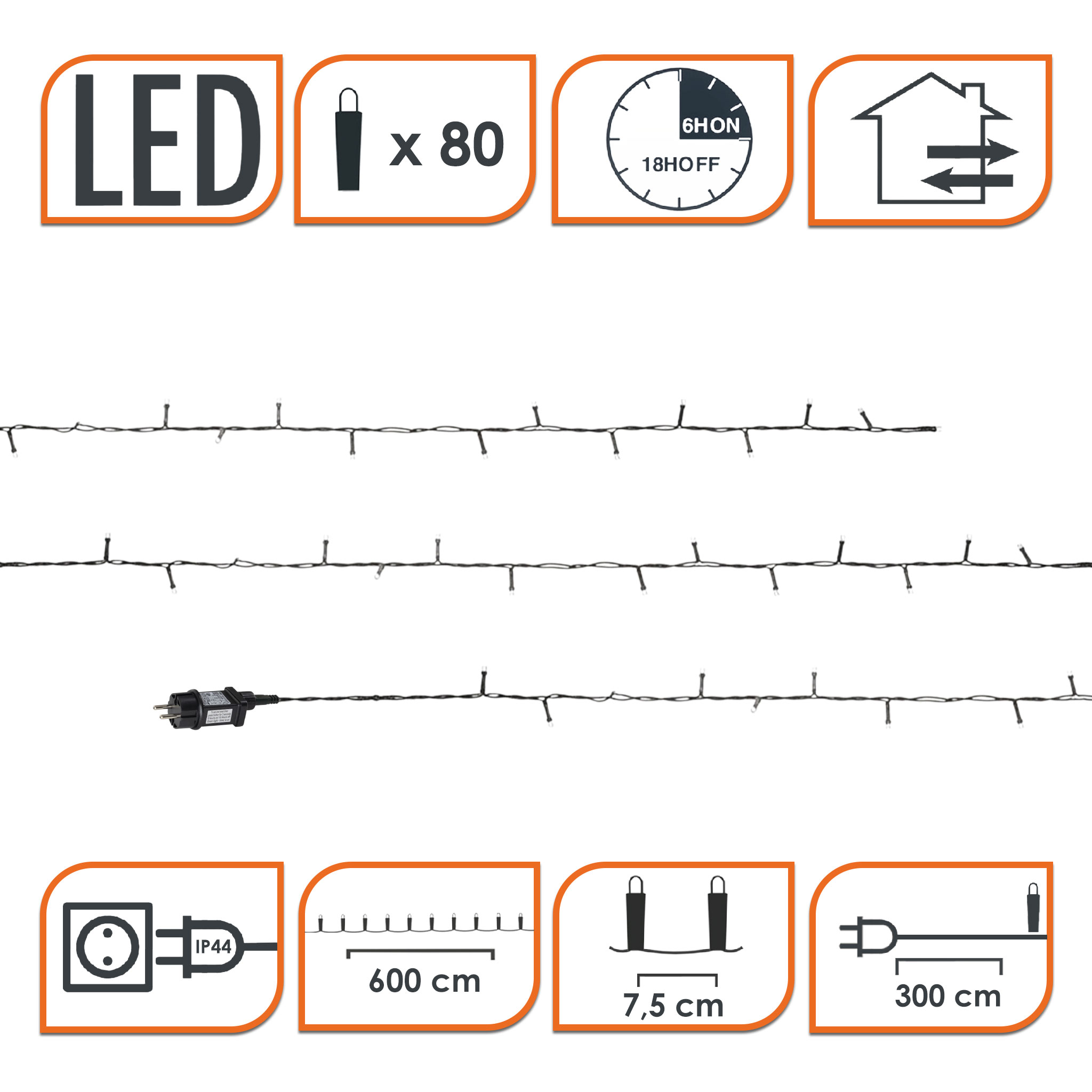 LED Weihnachts Lichterkette warm weiß - 8 Längen / 40-720 LED - Garten Deko Beleuchtung