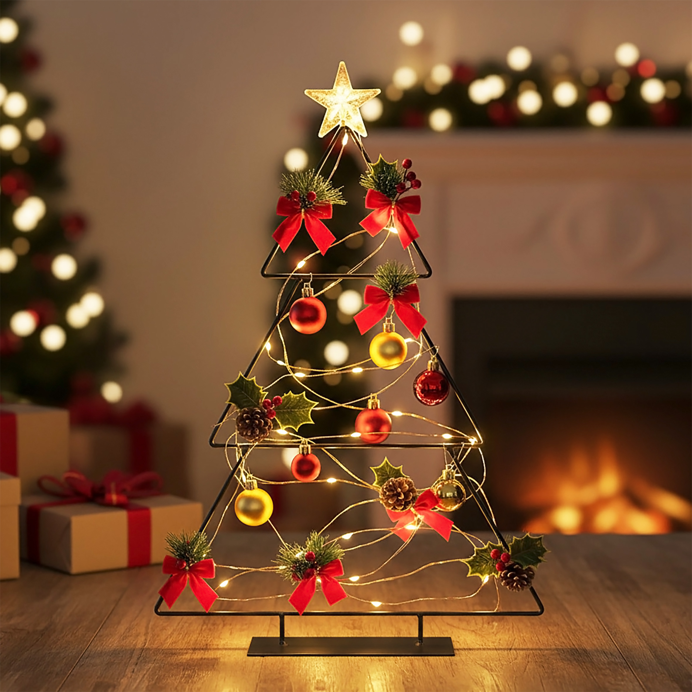 Metall Tannenbaum schwarz - 41 cm - Weihnachts Deko Ständer für Zierschmuck