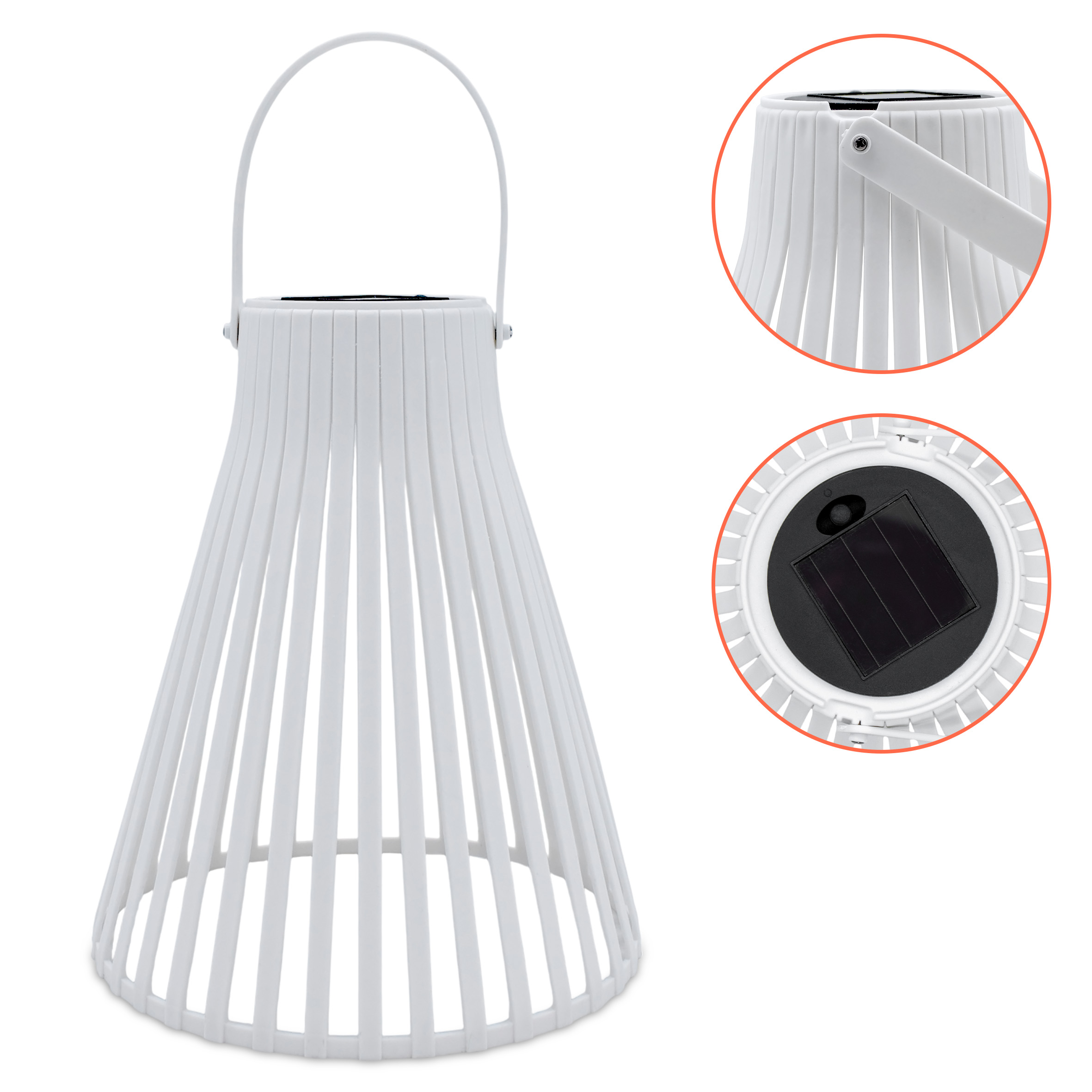 Solar LED Laterne weiß in Trichterform - 23 cm - Garten Hängeleuchte warmweiß für Außen und Innen