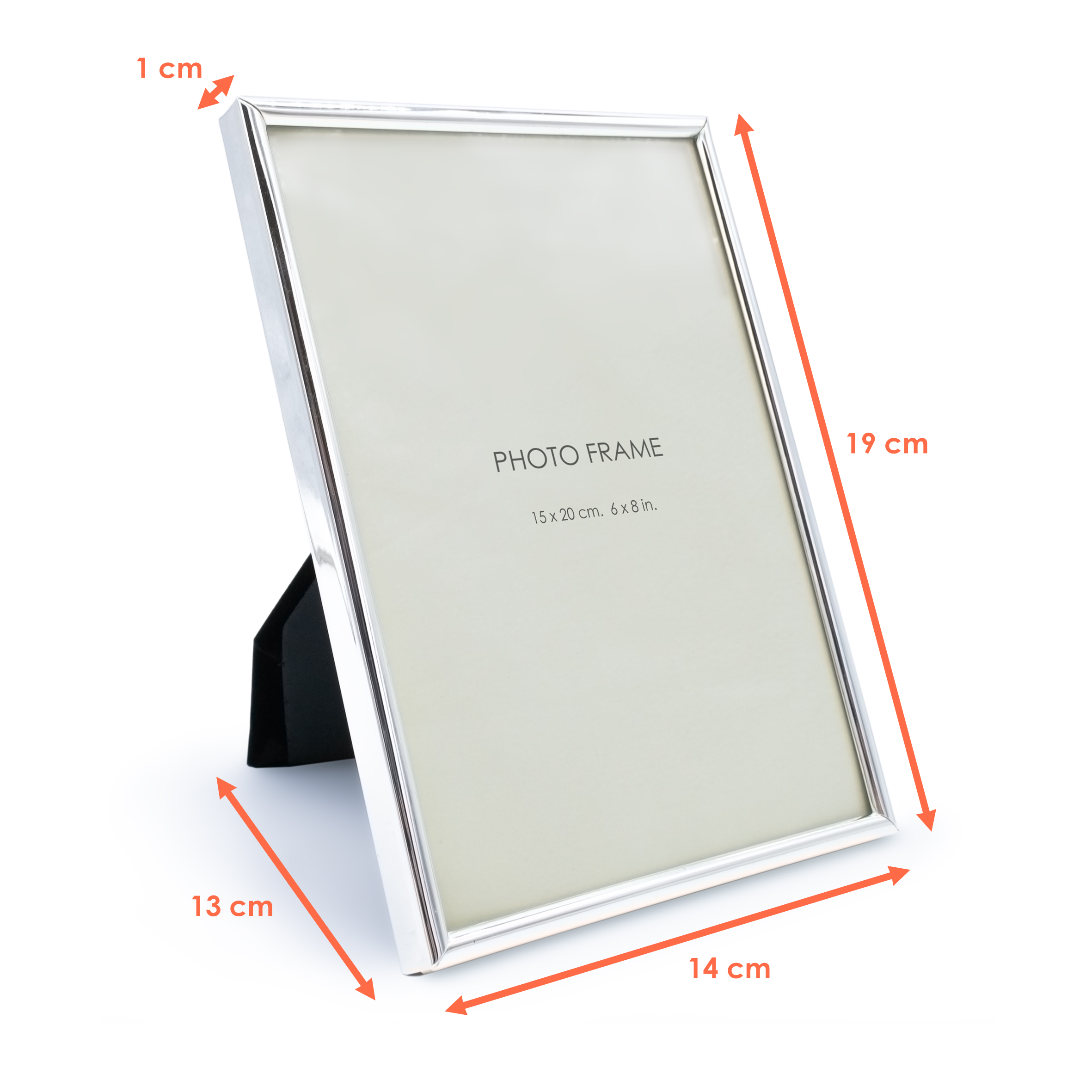 Fotorahmen zum Stellen aus Metall in silber - für 15 x 20 cm - Gerundeter Bilderrahmen rechteckig für Hoch- und Querformat Fotos