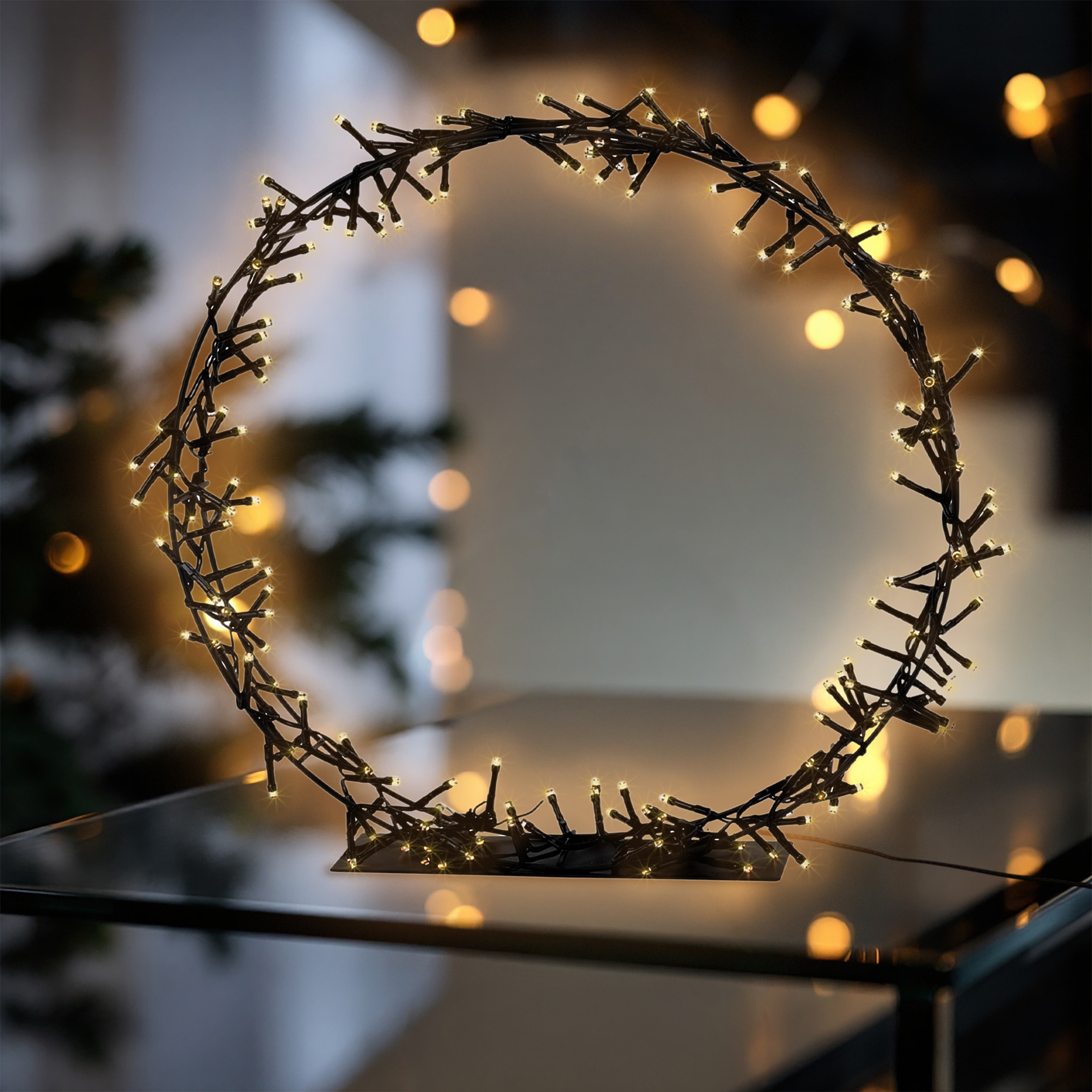 LED Ring schwarz mit Standfuß - 38 cm