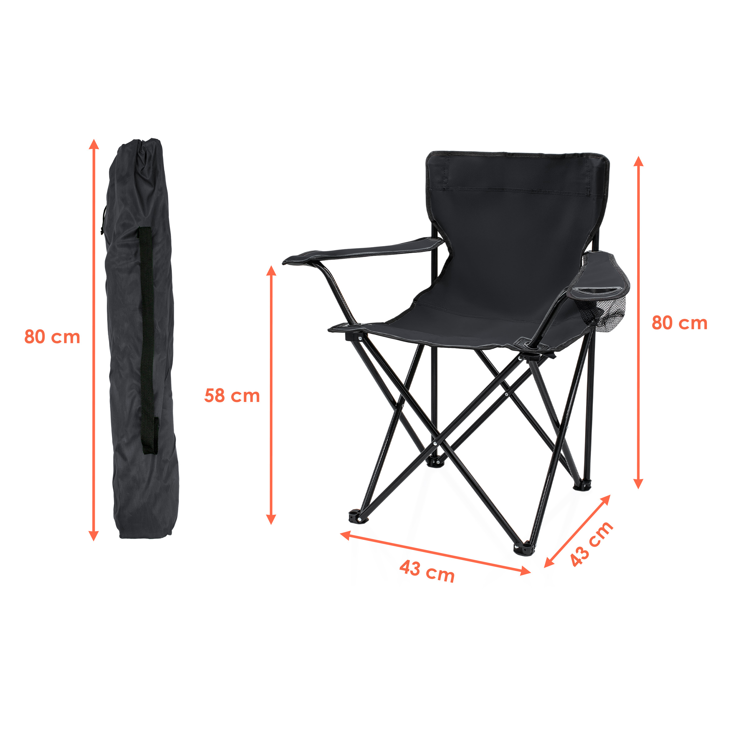 Campingstuhl mit Getränkehalter - 9 verschiedene Farben - Camping Strand und Garten Klappstuhl