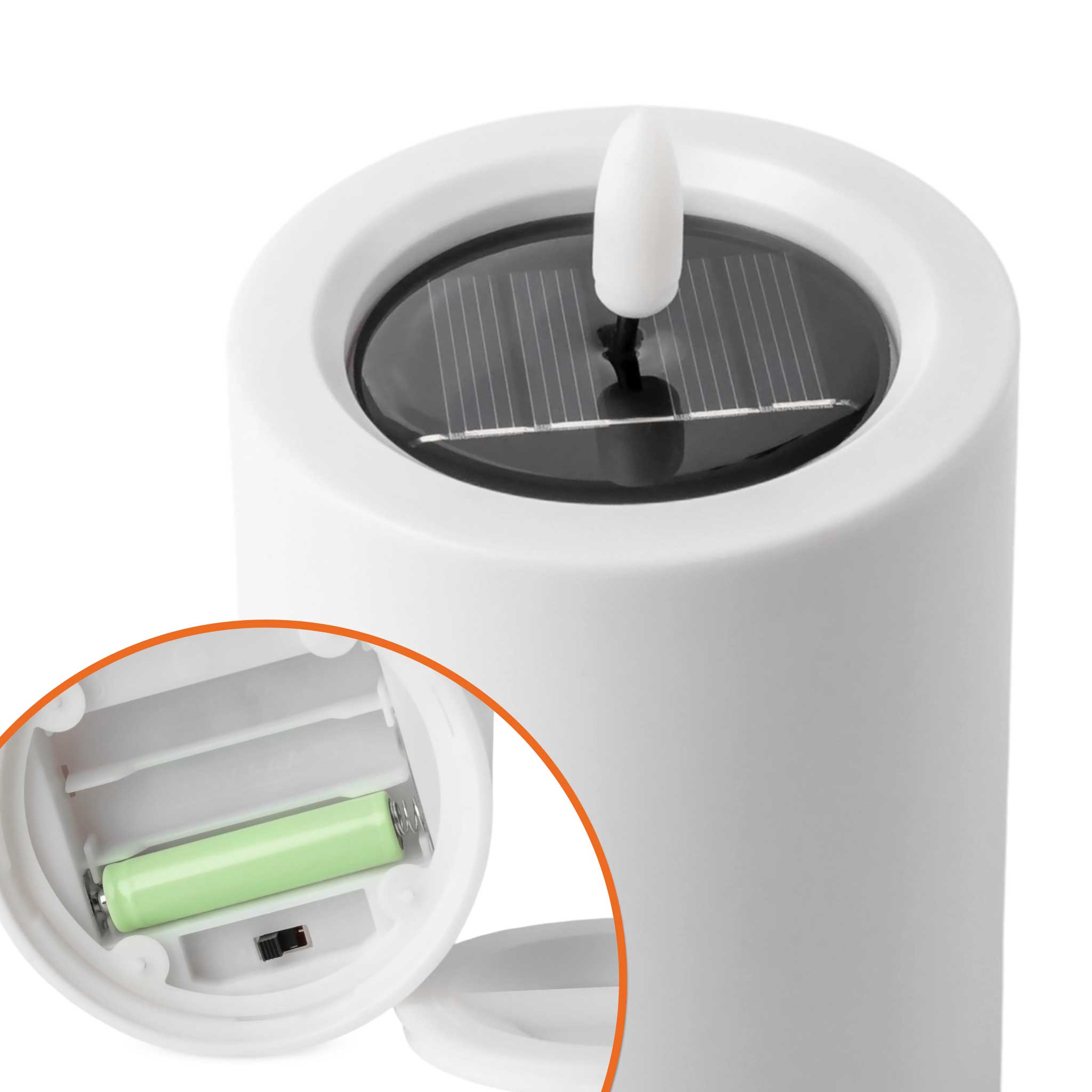 Solar LED Stumpenkerzen mit Flammen Effekt 3er Set - 15 / 12 / 10 cm - Künstliche Kerze warm weiß für Außen mit Flackereffekt